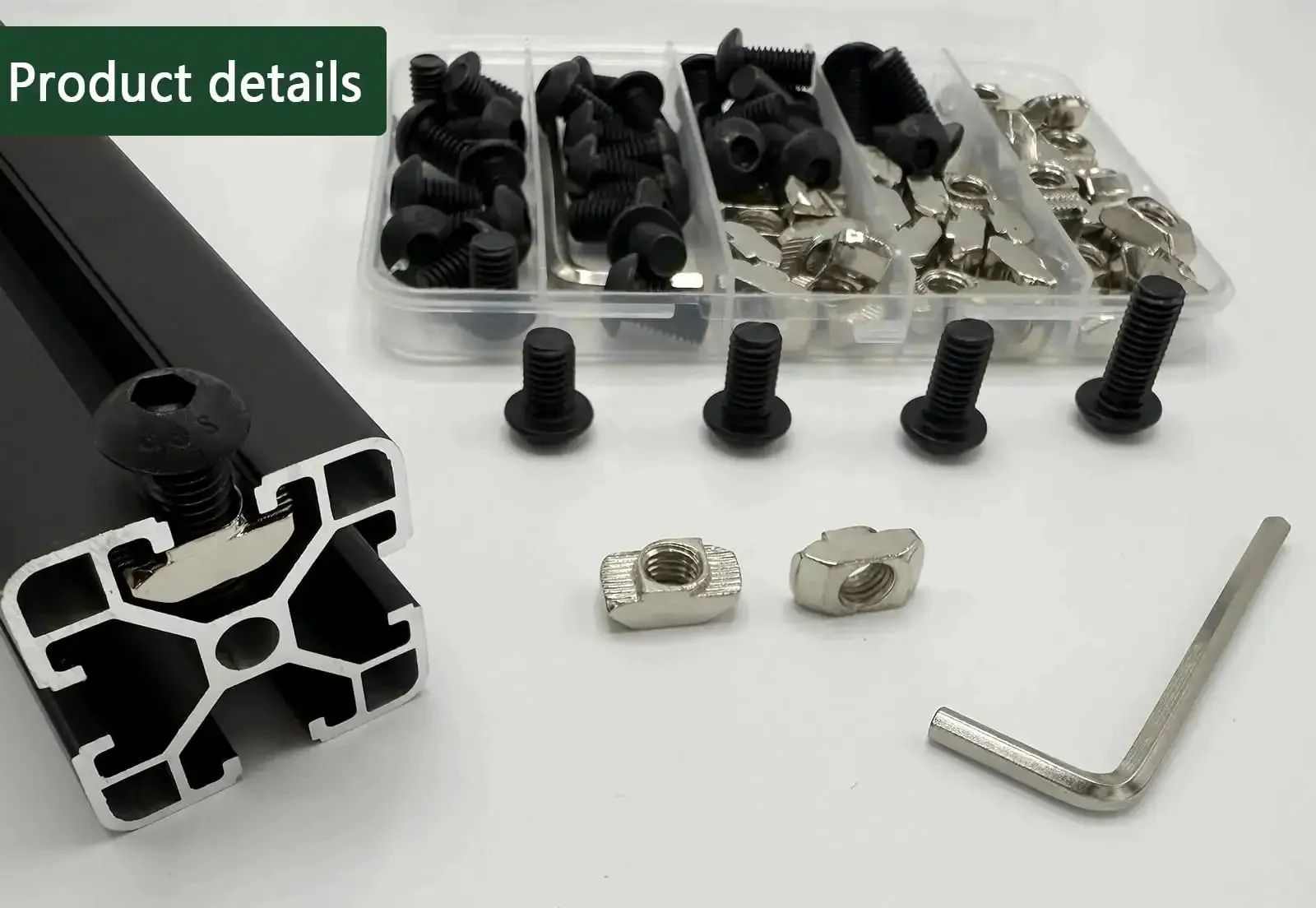 60Pcs 4040 Aluminum Extrusion Hardware Kit With M8 T Nuts And Screws For 10mm T Slot Rail Includes 30 Screws And 30 T Nuts For Quick Assembly No Hassle And Strong 4040 Extrusion Connectors - Image 4