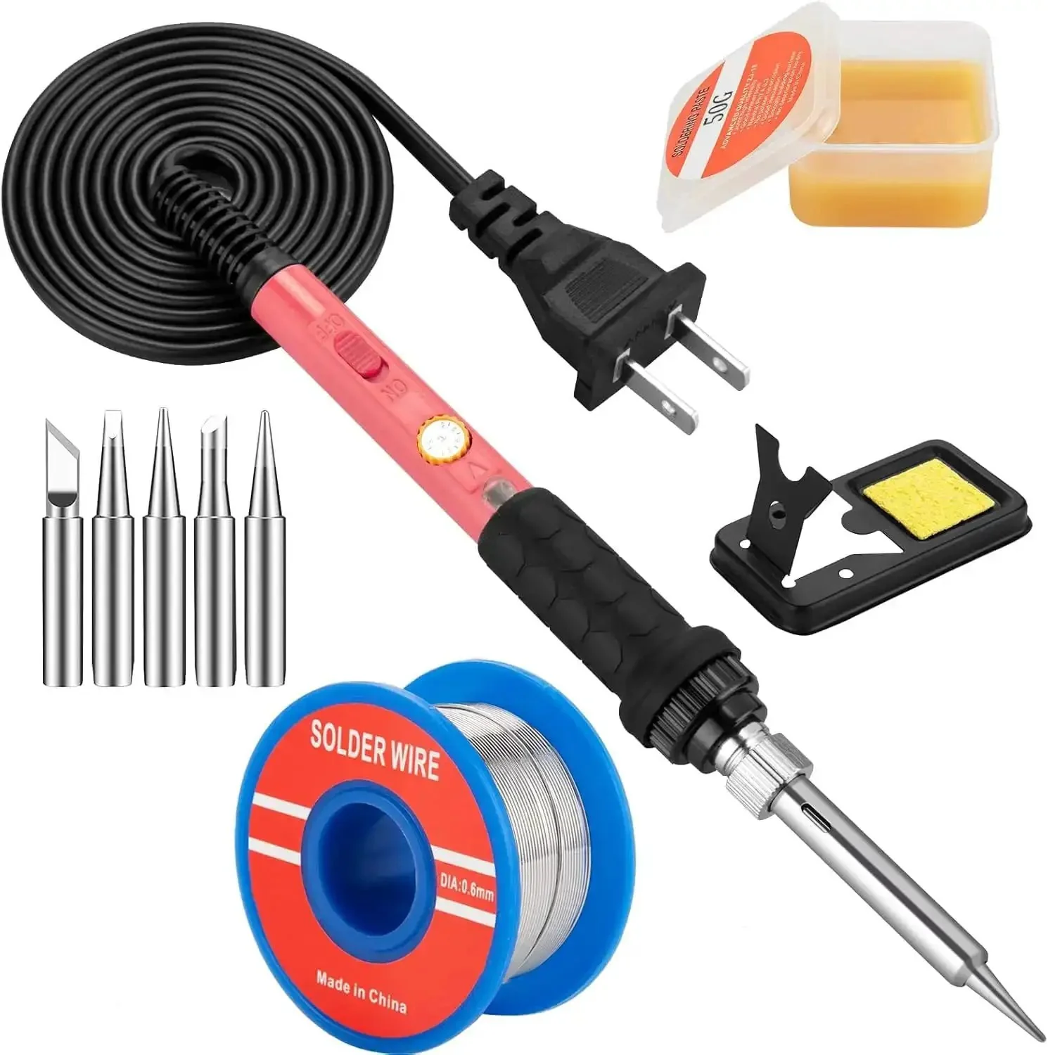 60W Soldering Iron Kit With 5 Interchangeable Tips And 10 In 1 Adjustable Temperature Soldering Tool For Electronics Repair Fast Heat 110V Perfect For DIY Hobbyists And Professional Electronics Repair Projects