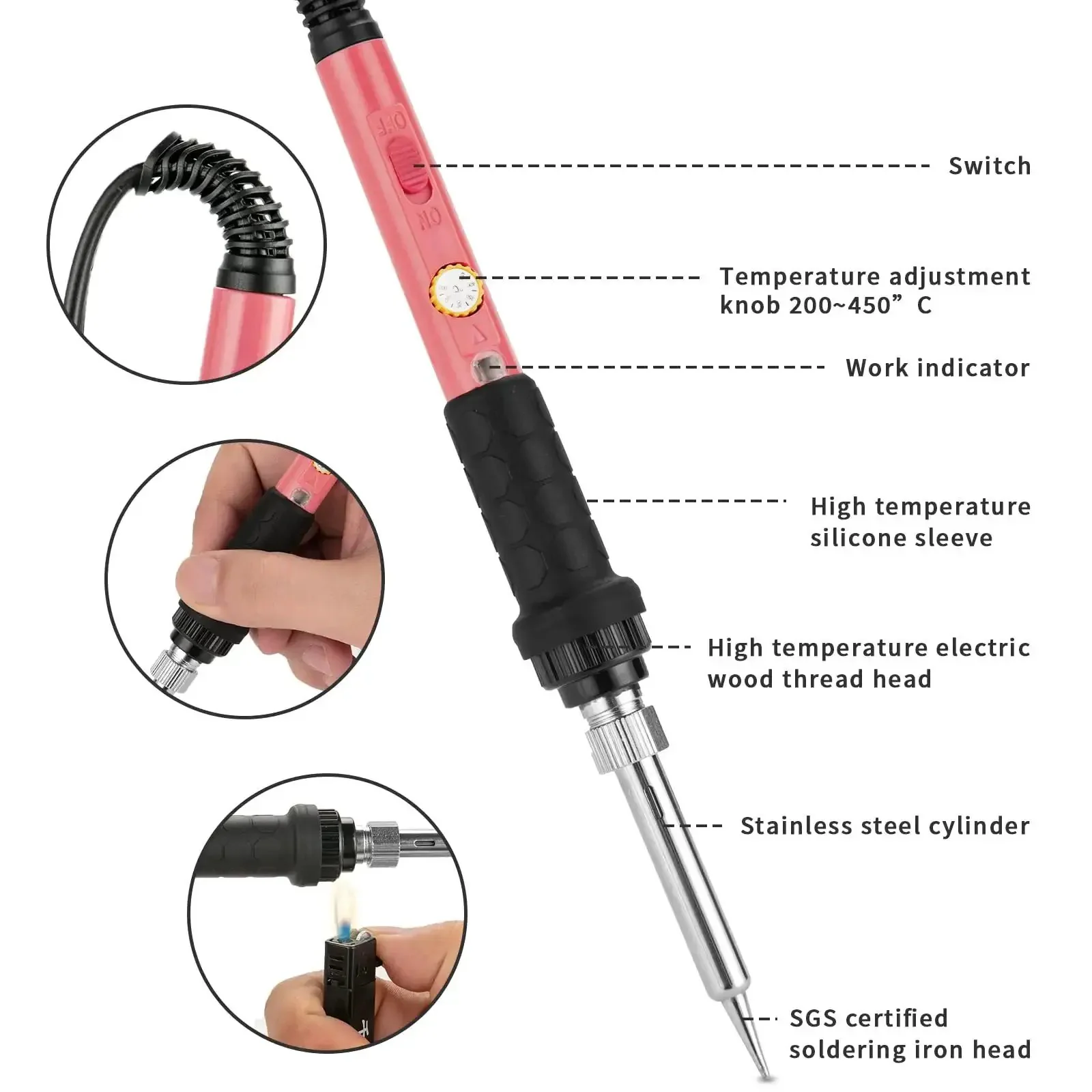60W Soldering Iron Kit With 5 Interchangeable Tips And 10 In 1 Adjustable Temperature Soldering Tool For Electronics Repair Fast Heat 110V Perfect For DIY Hobbyists And Professional Electronics Repair Projects - Image 4