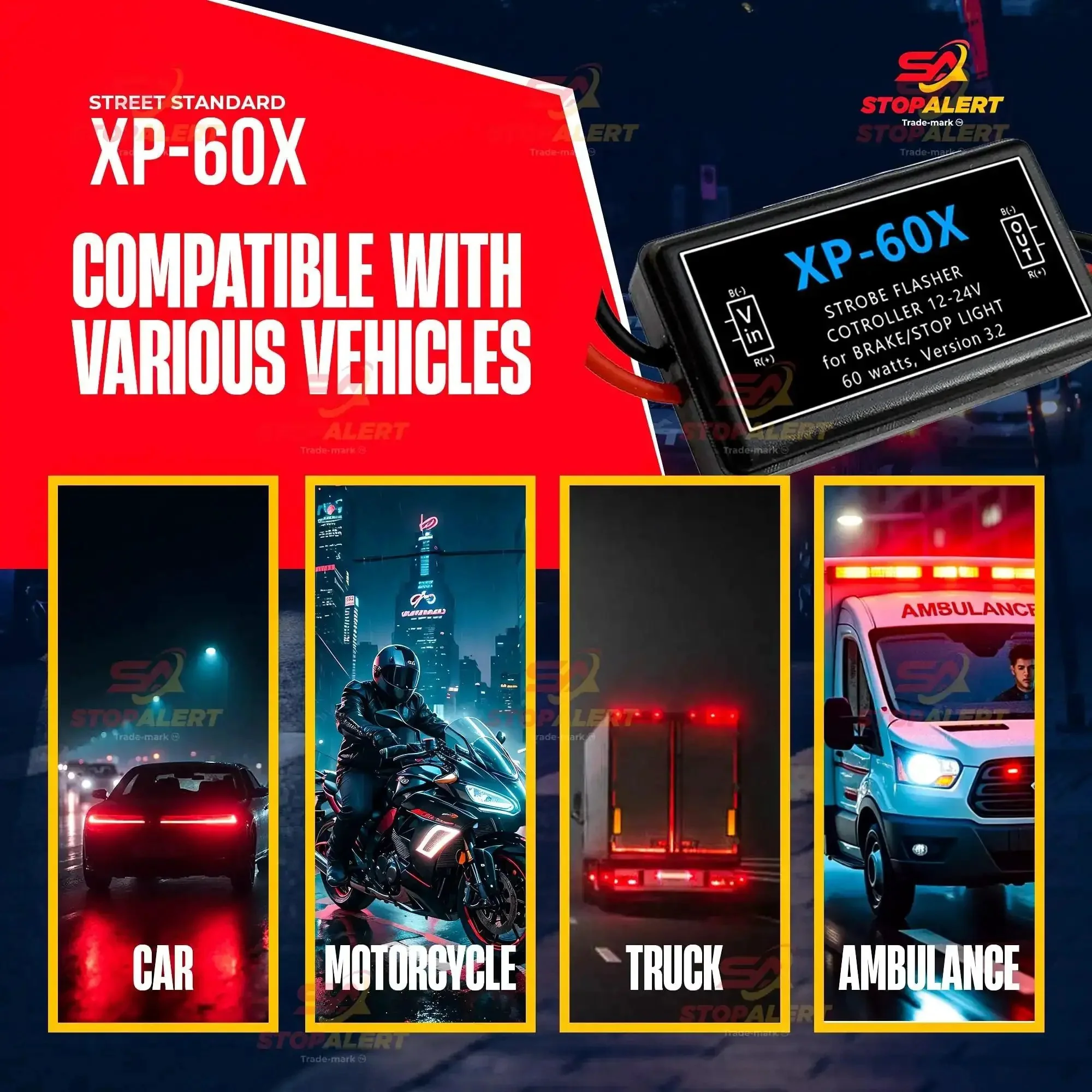 60X Plus Universal Brake Flasher For Stop Bulbs And Tail Lights With Pre Programmed Patterns Rapid Flash Low Flash And Steady LED Relay Upgrade So Your Ride Stands Out On Any Car Truck Or Motorcycle 5 Amp 60 Watt - Image 4