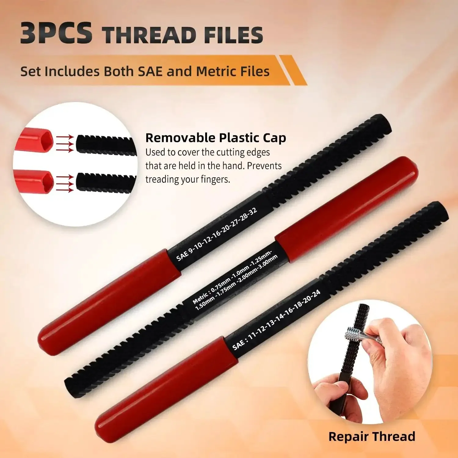 61 Piece Thread Chaser Repair Kit Rethread Tools With UNC UNF And Metric Thread Restorers Plus Thread Pitch Gauge Beefy Heavy Duty Steel For Fixing Damaged Threads And Quick Replacements - Image 7