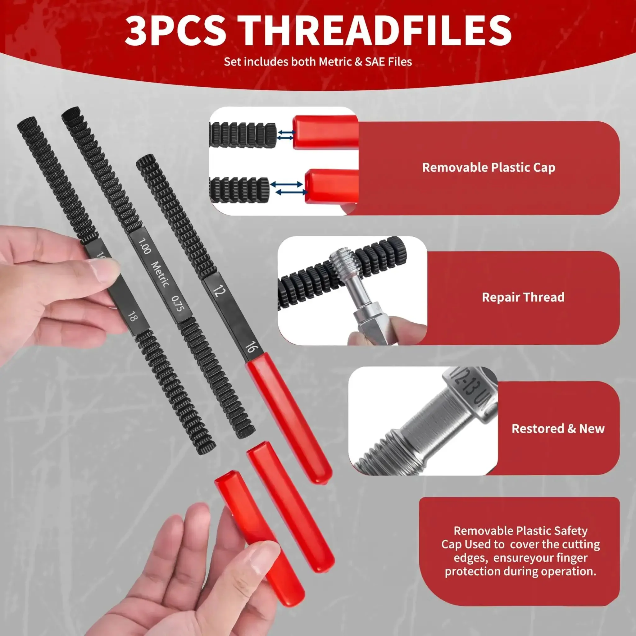 61-Piece Thread Chaser Set For Metric And SAE Threads With Pitch Gauge Complete Thread Repair Kit For Automotive And Motorcycle Engines Engine Blocks Nuts And Bolts DIY Repairs - Image 6