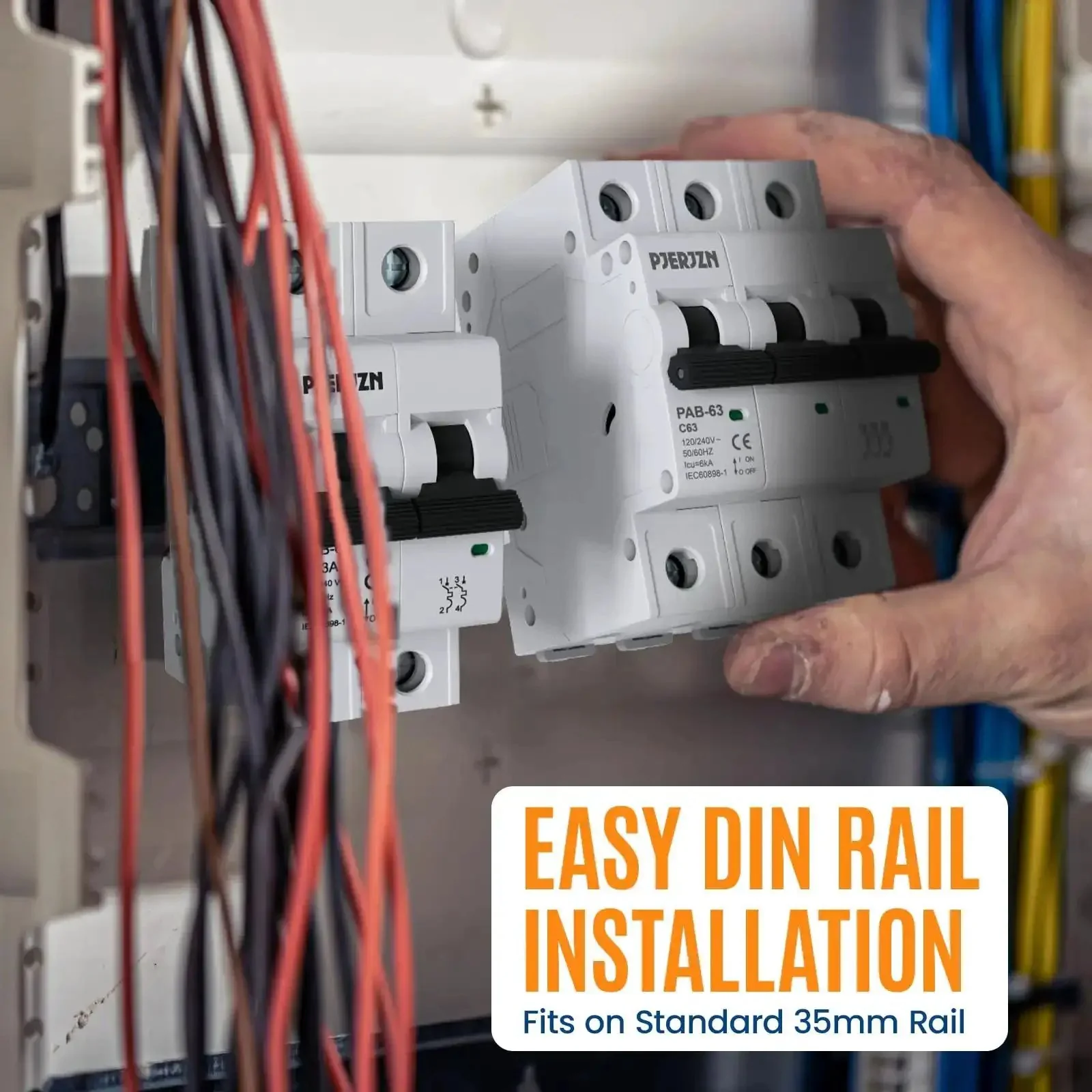 63 Amp 3 Pole DIN Rail Mounted Miniature Circuit Breaker For 120/240V Systems With Thermal Magnetic AC Disconnect Switch Built Tough Overload Protection For Home Garage Workshop And Emergency Generator Setups - Image 5