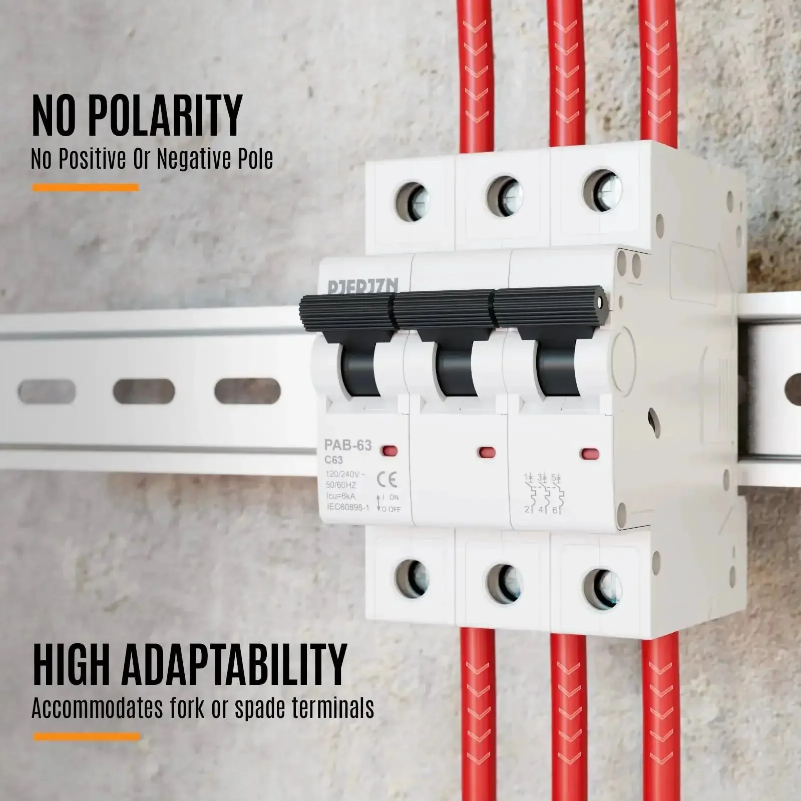 63 Amp 3 Pole DIN Rail Mounted Miniature Circuit Breaker For 120/240V Systems With Thermal Magnetic AC Disconnect Switch Built Tough Overload Protection For Home Garage Workshop And Emergency Generator Setups - Image 6