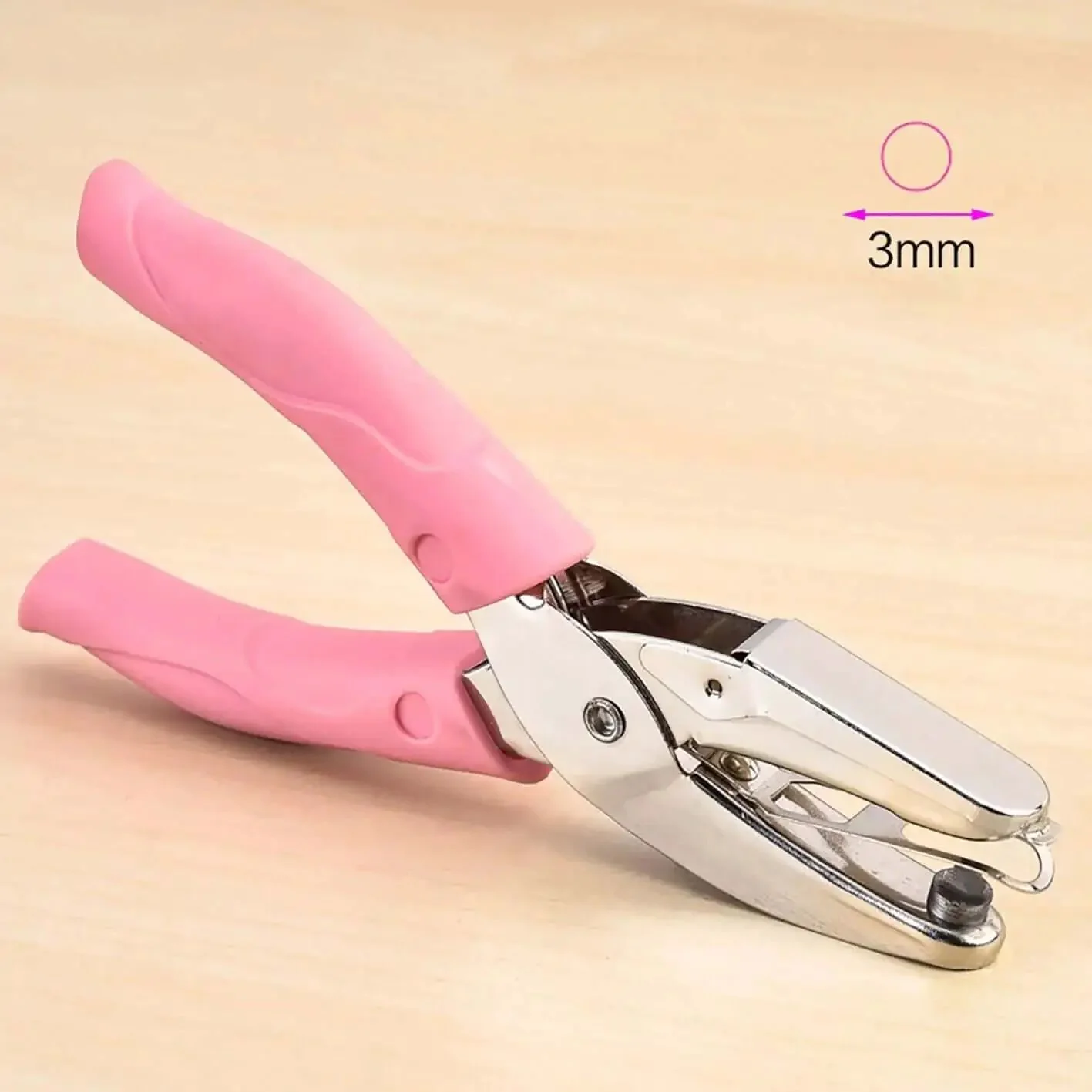 6.3 Inch Handheld Paper Hole Punch With One Eighth Inch Hole Diameter Pink Soft Leather Cover Durable Metal Puncher For Two Millimeter Thick Paper And Leather Punches Ten To Fifteen Sheets Ideal For Craft And Office Use - Image 6