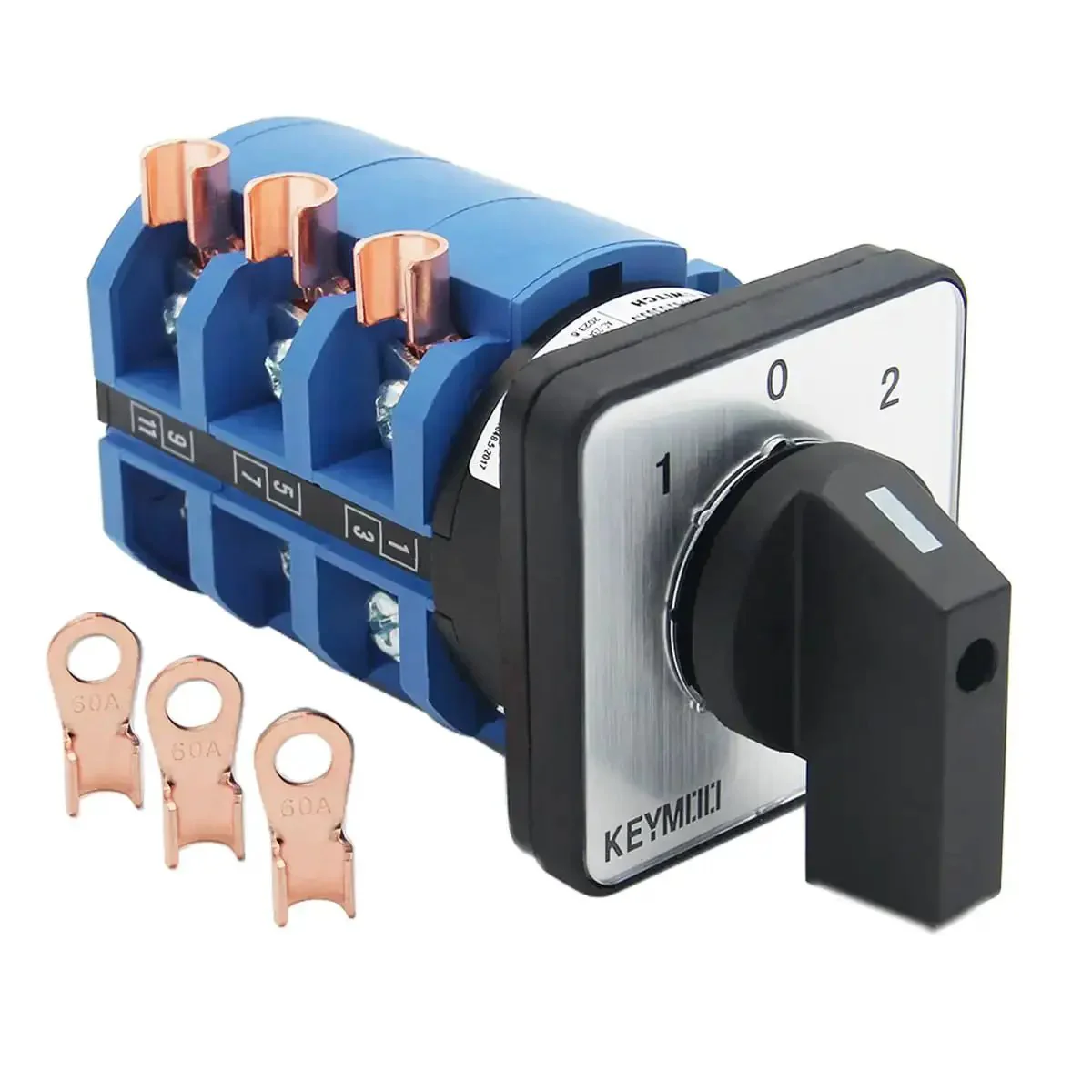 63A Rotary Change Over Switch With Copper Cable Connector 660V Three Position Three Phase Cam Switch 12 Terminals Open Lugs Universal Selector For Power Transfer Emergency Switchover And Circuit Isolation In Industrial Electrical Panels