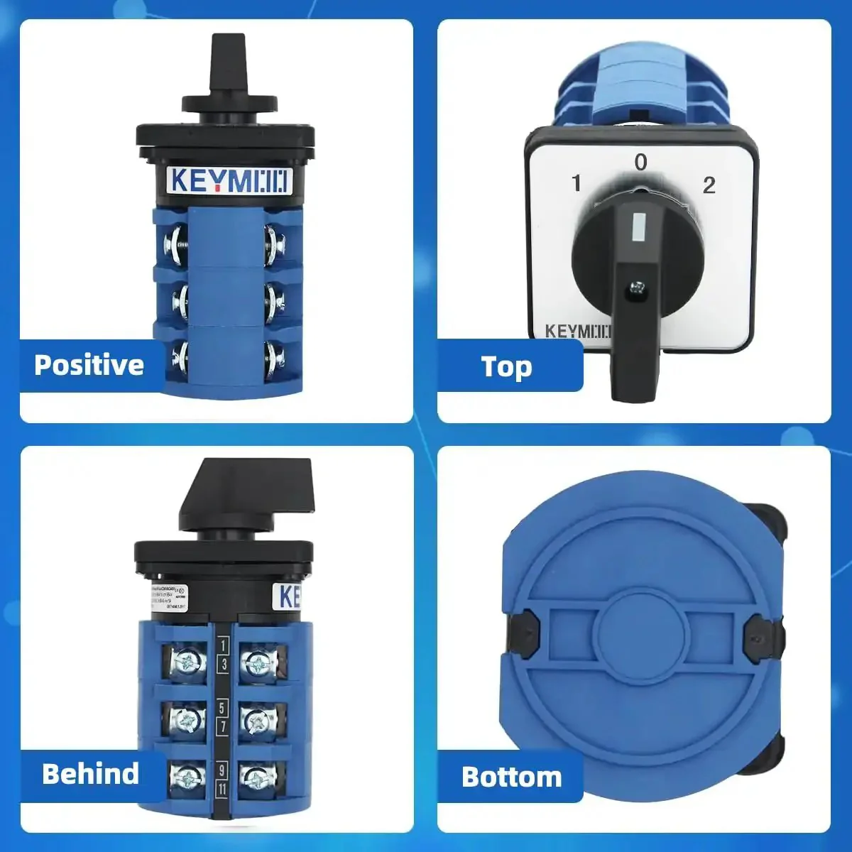 63A Rotary Change Over Switch With Copper Cable Connector 660V Three Position Three Phase Cam Switch 12 Terminals Open Lugs Universal Selector For Power Transfer Emergency Switchover And Circuit Isolation In Industrial Electrical Panels - Image 3