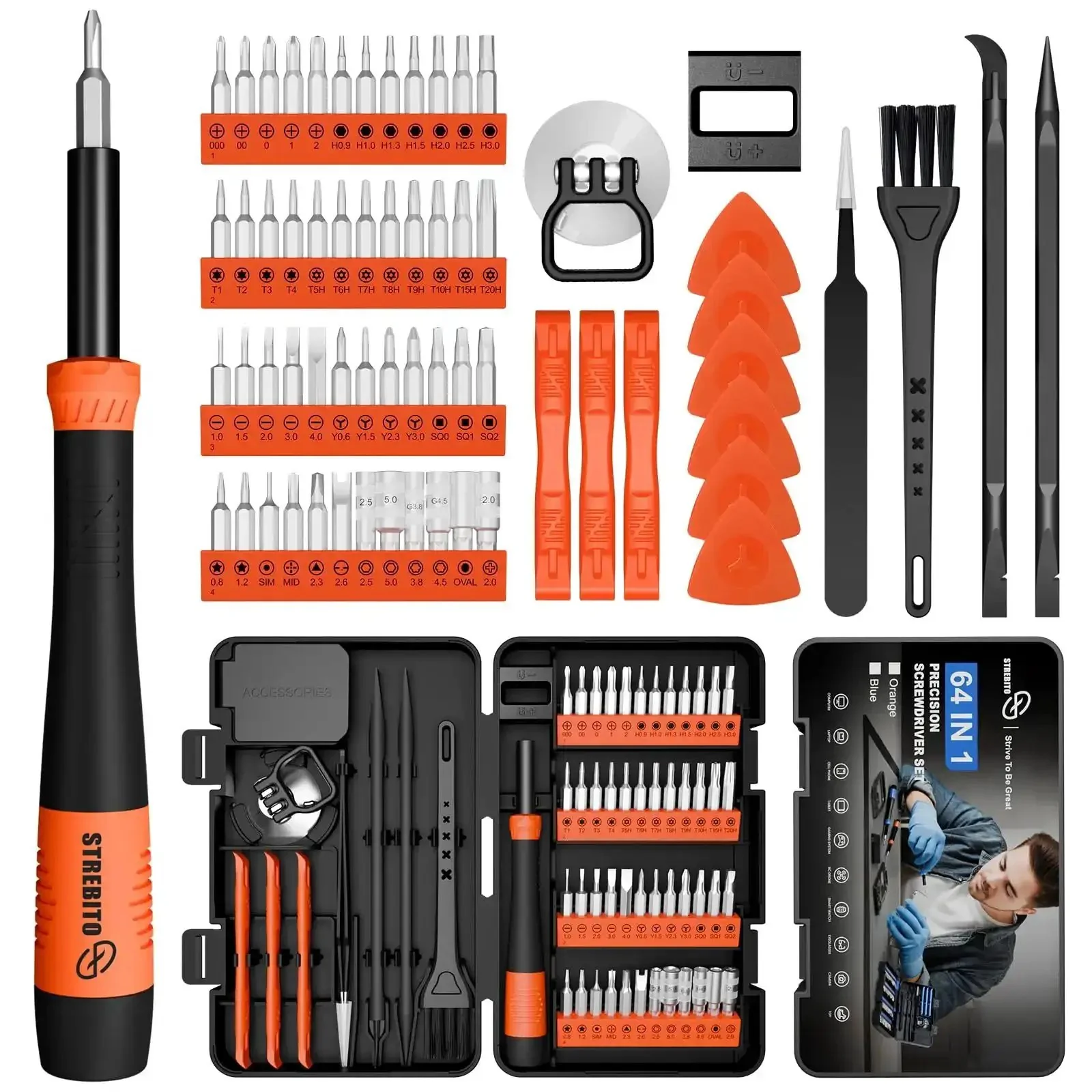 64 In 1 Magnetic Precision Screwdriver Kit For Electronics Repair With Torx Triwing Pentalobe Gamebit And More Eyeglass Tools Included Great For Computers Laptops Phones PS5 Xbox Switch And Console DIY Fixes