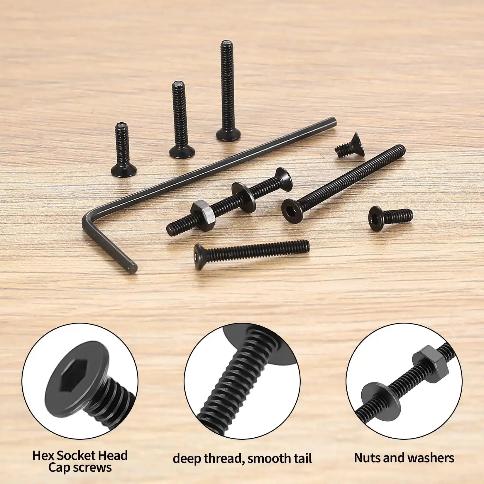 645 Piece M2 Metric Screw Set With Flat Head Countersunk Hex Socket Cap Screws, Black Bolts And Nuts, Washers And Wrench, Pro Grade All In One DIY Hardware Kit For Electronics, Robotics, And Precise Assemblies - Image 6