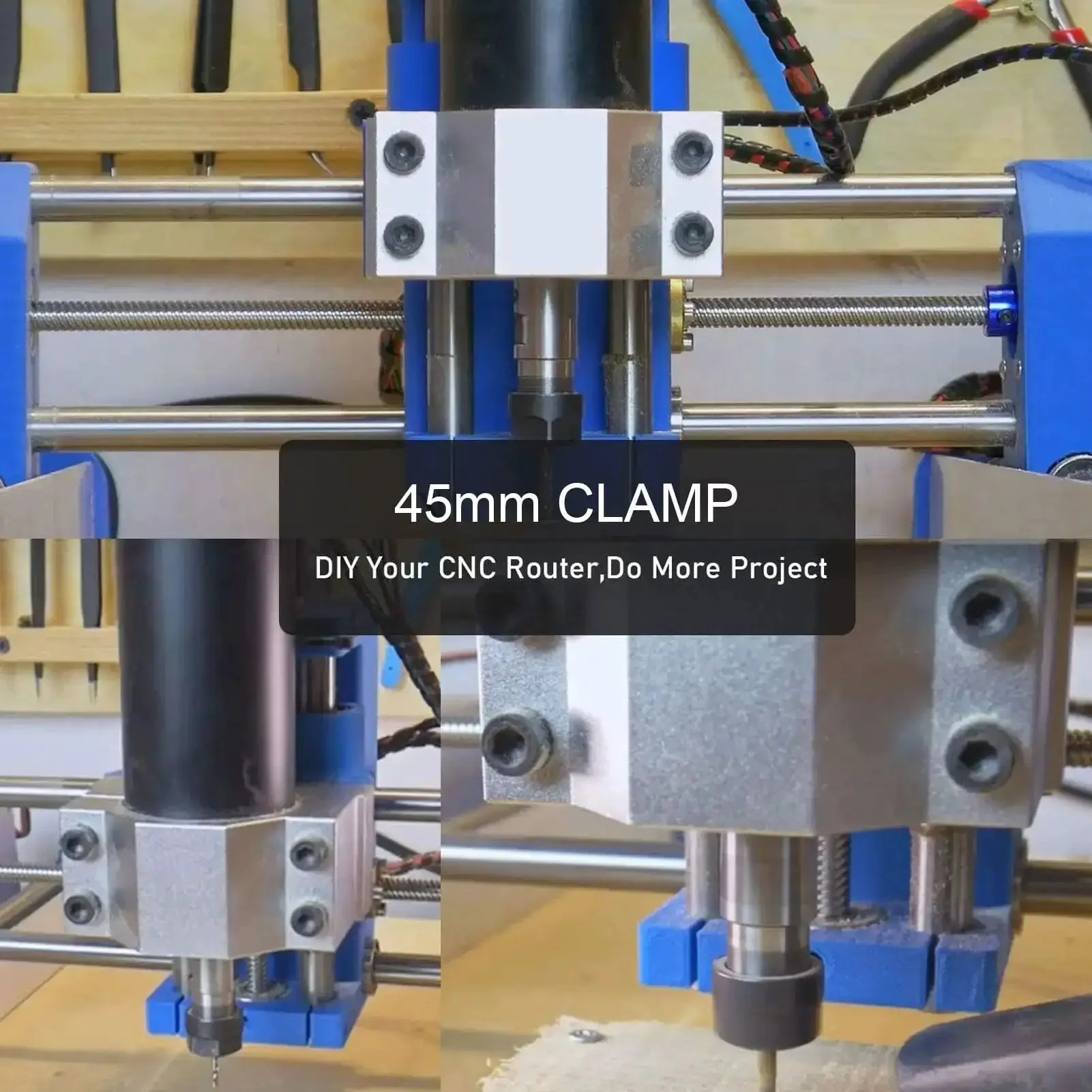 65mm Aluminum Spindle Clamp Motor Mount For CNC Router Durable Aluminum Alloy Motor Holder With Easy Install Includes 4 Screws Stable Vibration-Resistant Mount For Precise Machining - Image 9