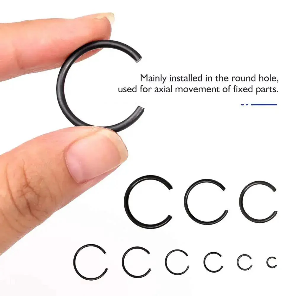 65Mn Spring Steel Snap Ring Set For Hole Sizes 4Mm Through 20Mm Round Wire Bearing Stop Rings Assortment Kit 180 Pcs Phosphated Finish For Tough Corrosion Resistant Fit Easy Axial Fixation Circlips - Image 3