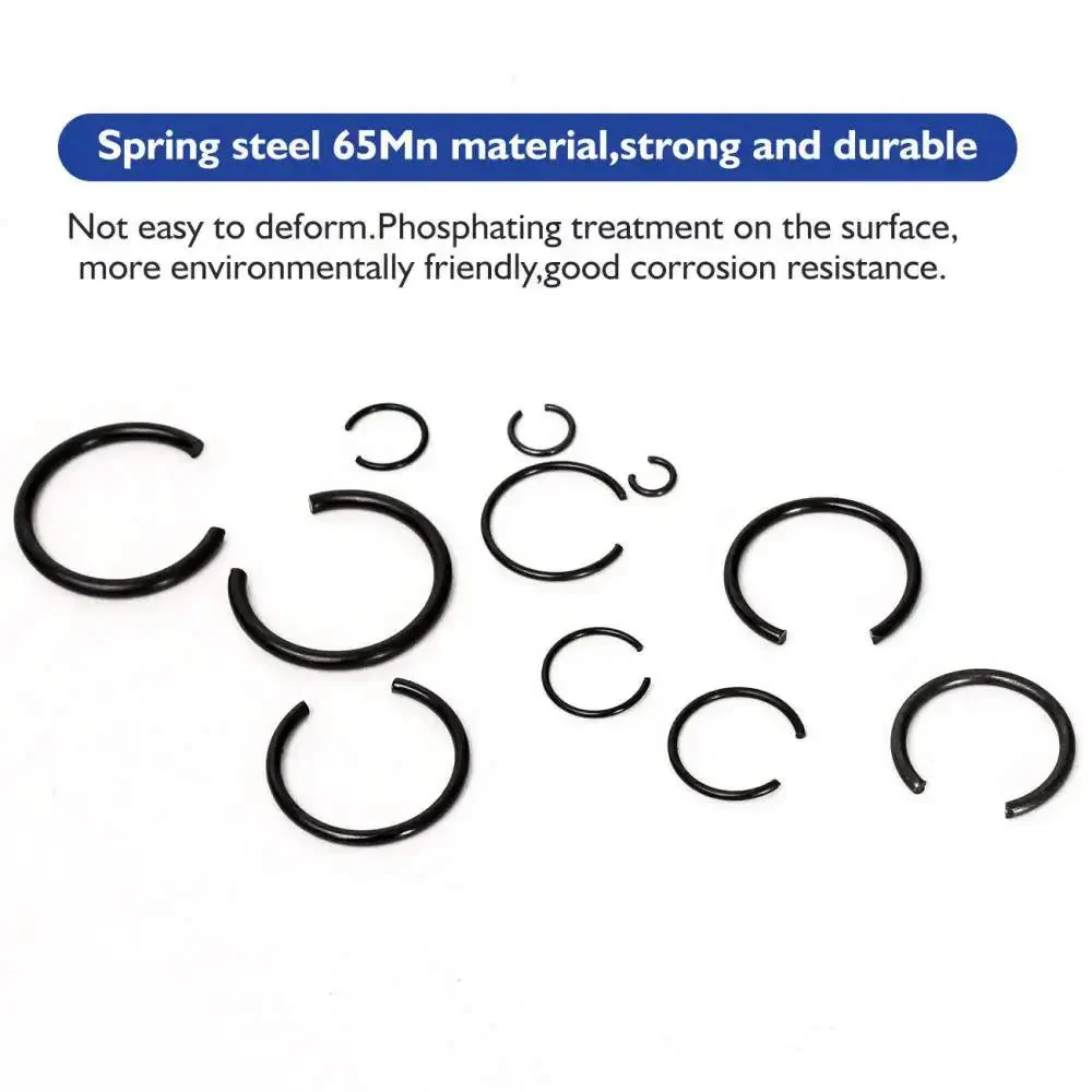 65Mn Spring Steel Snap Ring Set For Hole Sizes 4Mm Through 20Mm Round Wire Bearing Stop Rings Assortment Kit 180 Pcs Phosphated Finish For Tough Corrosion Resistant Fit Easy Axial Fixation Circlips - Image 5