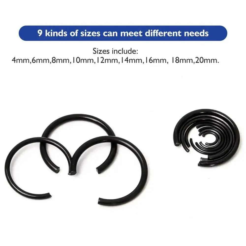 65Mn Spring Steel Snap Ring Set For Hole Sizes 4Mm Through 20Mm Round Wire Bearing Stop Rings Assortment Kit 180 Pcs Phosphated Finish For Tough Corrosion Resistant Fit Easy Axial Fixation Circlips - Image 7
