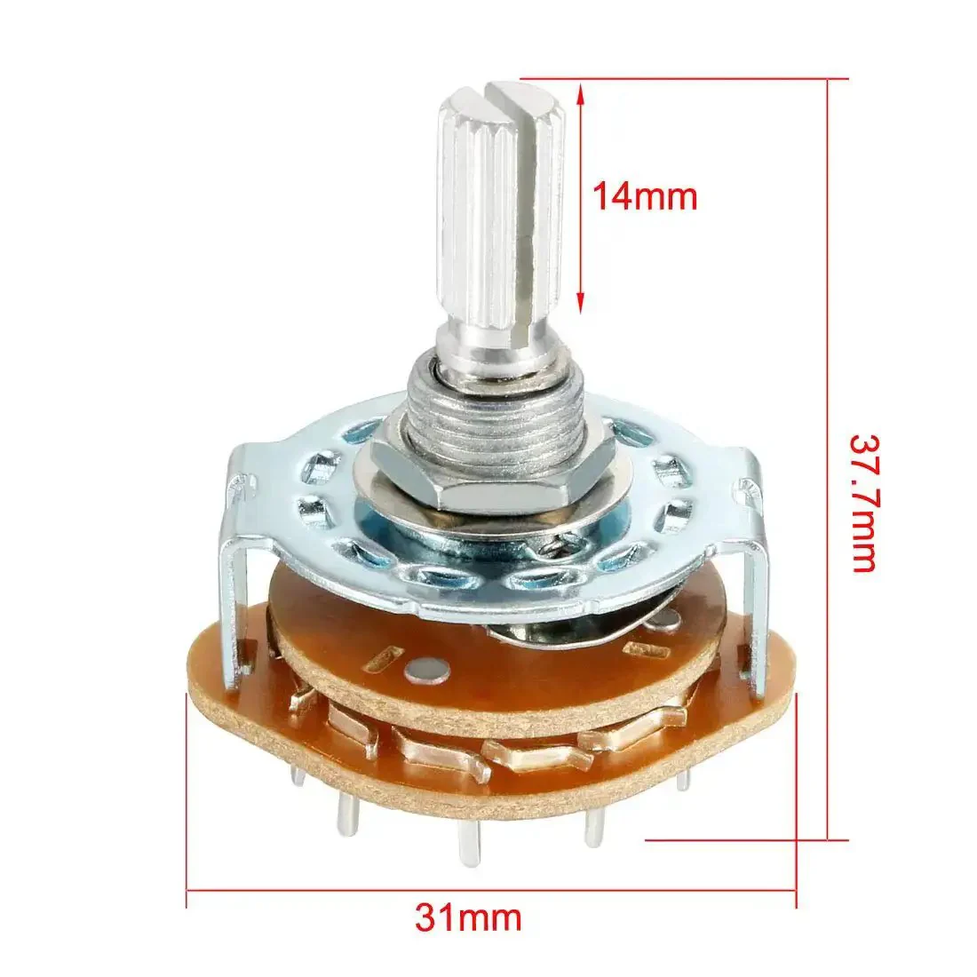 6mm Shaft Band Selector Rotary Switch With Four Poles And Three Positions Single Deck 16 Pin Mounting Nut And Black Plastic Knob Included For DIY Electronics And Audio Gear Easy Install For Rigs And Control Panels And Rack Mount Projects - Image 4