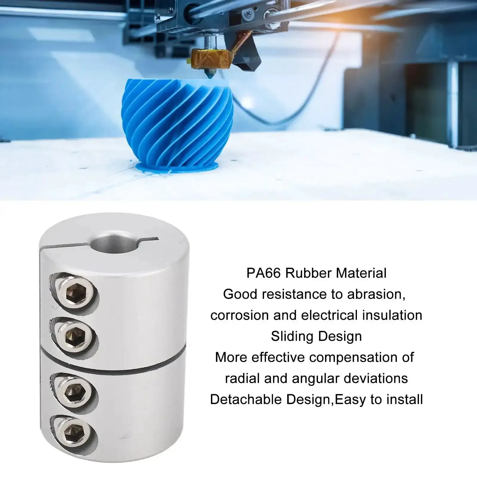 6mm To 16mm Rigid Shaft Coupling For Stepper Motors And 3D Printers, PA66 Rubber Damping Connector With Stainless Steel Housing, Heavy Duty Misalignment Compensation, Durable Shaft Coupler For Precise Motor Drive - Image 7