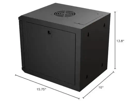 6U 10 Inch Network Server Cabinet With Perforated Door In Black, Wall Mountable IT Rack, 15.75 Inch Deep, Includes 2 Shelves And 1 Blank Panel, Heavy Duty Cold Rolled Steel Build For Serious IT Gear - Image 2