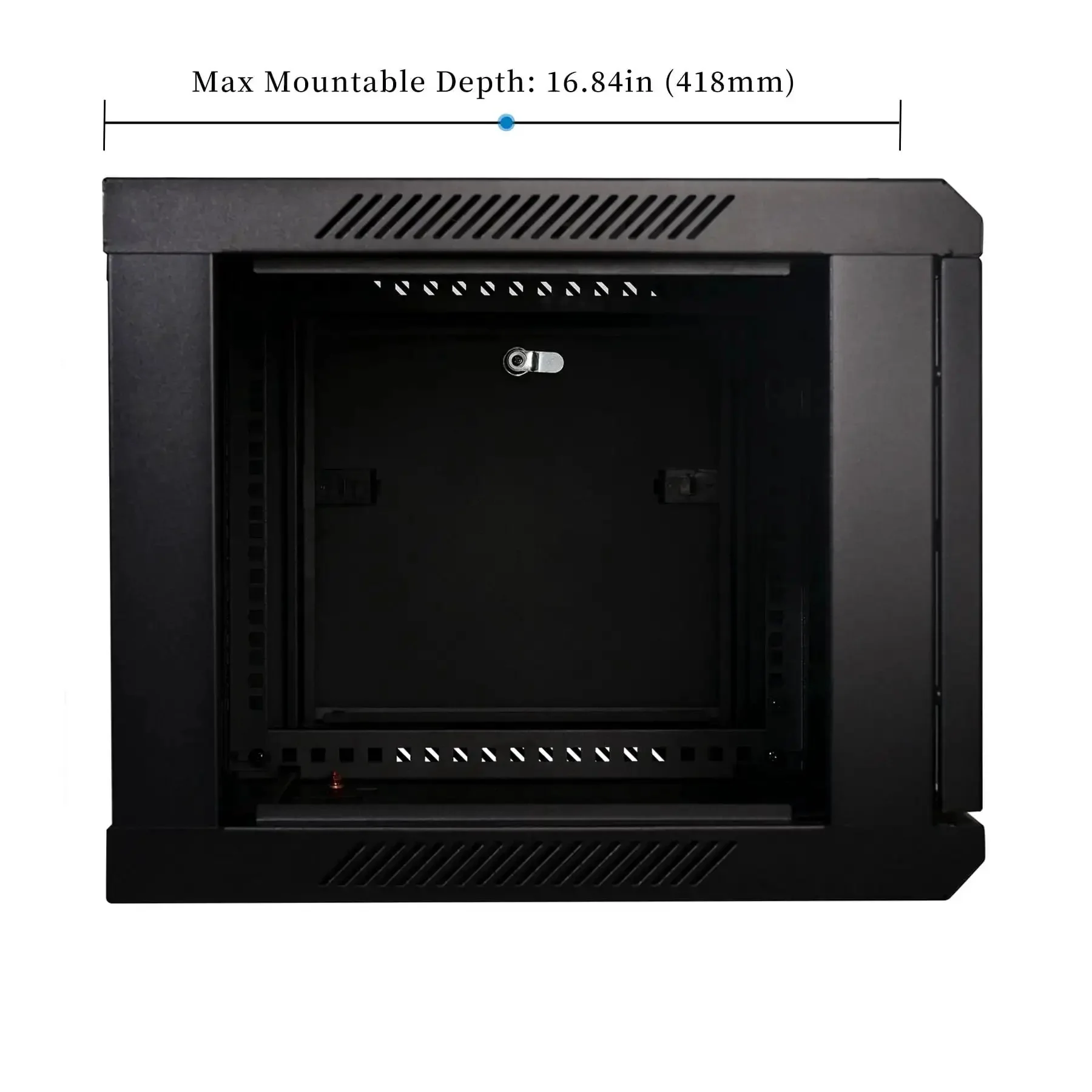 6U Wall Mount Server Cabinet Enclosure With Quiet Cooling Fans 2x, Brush Cable Management Panel, Adjustable Rails, Black Finish, Space Saving Network Rack For Home Or Office Gear, Easy Access And Clean Cable Routing - Image 4