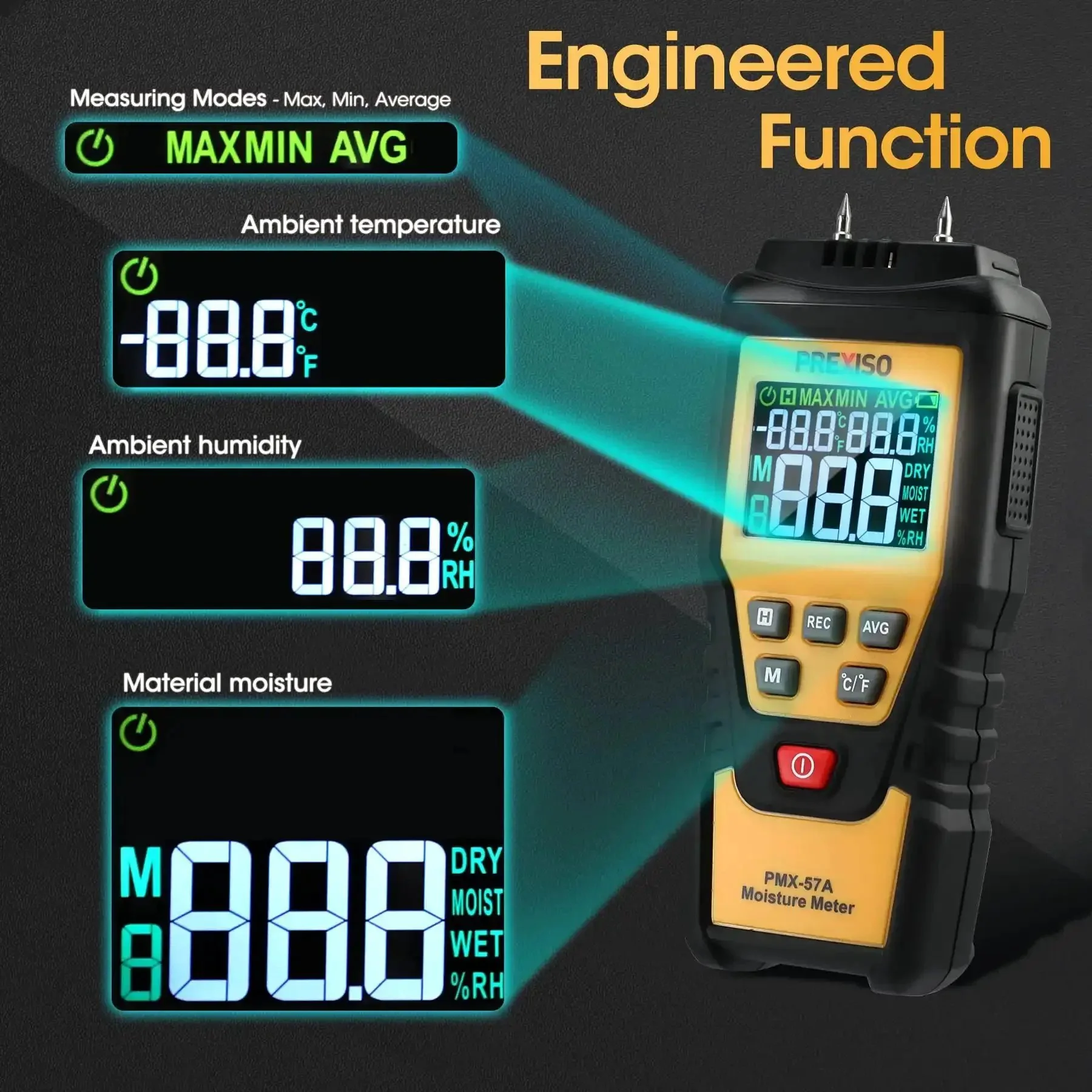 7 In 1 Digital Wood Moisture Meter For Firewood And Woodworking Pin Type Tester For Walls Drywall Paper Floor Dampness Meter And Water Leak Detector For DIY Home Use - Image 6