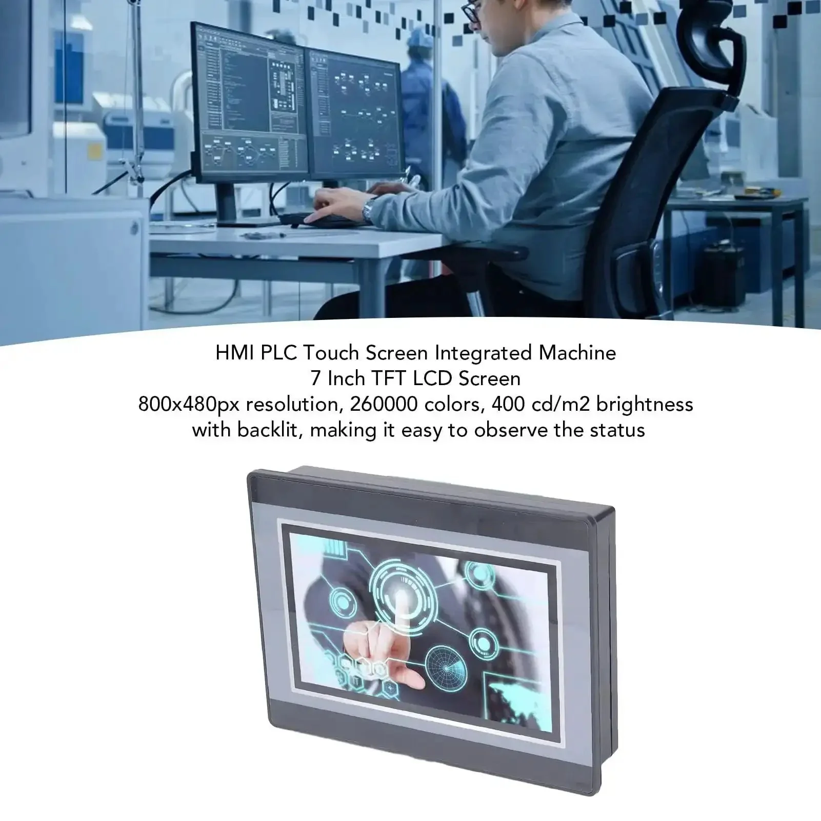 7 Inch HMI PLC Touchscreen Panel With DC 24V 5A Power 2 Channel K Type Thermocouple Temperature Measurement 12 Inch 8 Out PLC Touch Screen Display 800x480 Pixel ABS Housing Built For Real World Industrial Use - Image 7