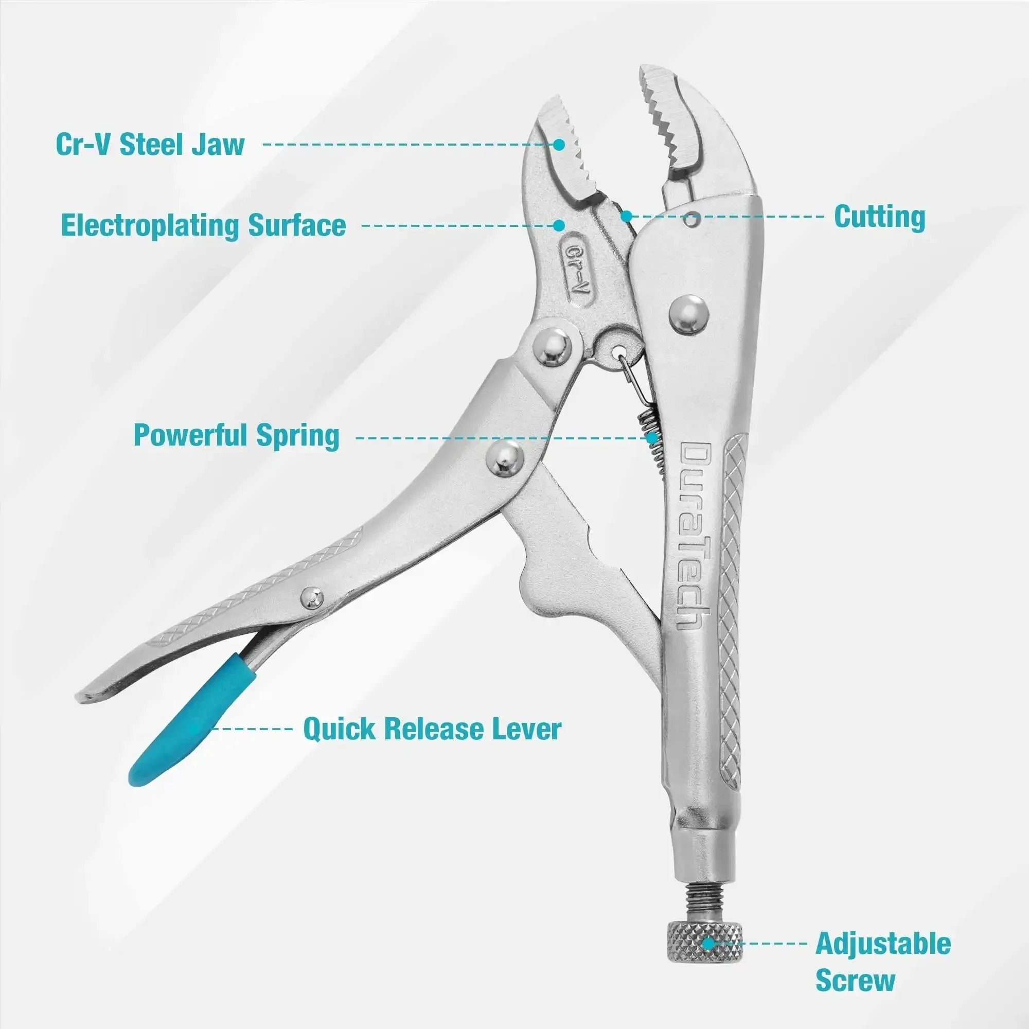 7 Inch Locking Pliers With Curved Jaw And Wire Cutter, Premium Cr-V Steel For Tough Clamping, Twisting, And Welding Jobs, Heavy Duty Locking Pliers Tool For Pros And DIYers - Image 8