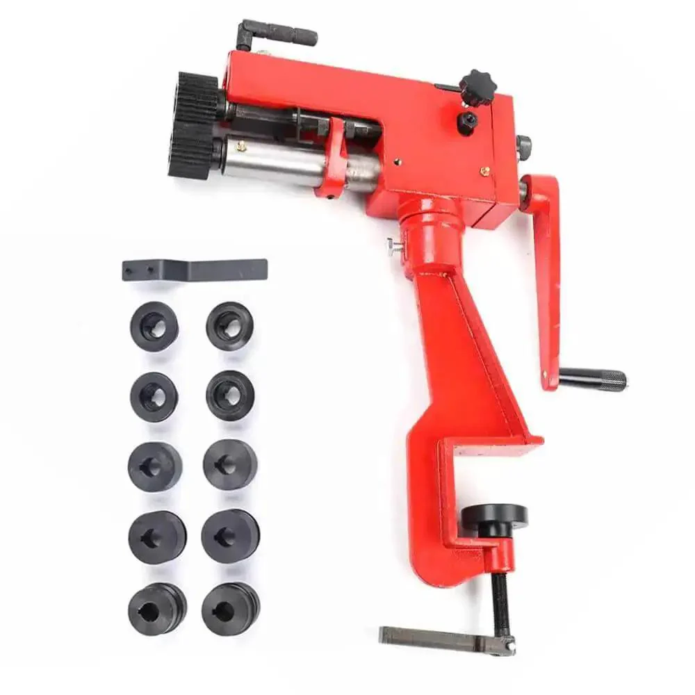 7 Inch Sheet Metal Bead Roller Machine With 6 Die Sets For Beading, Wiring, And Flanging, 22 Gauge Steel Bender For Metal Fab Projects, DIY Ready Manual Rotary Tool, Low Carbon Steel, Red Finish