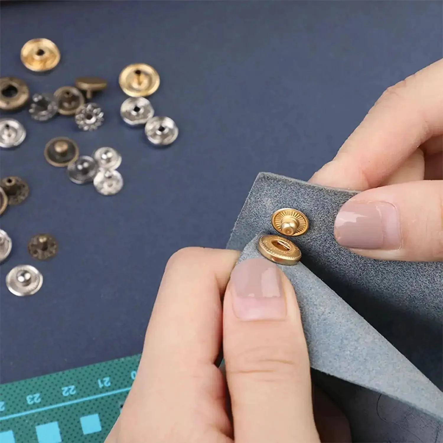 7 Pack Leather Rivet Setter Tools Kit For Leathercraft With Die Punch Snap Fasteners, Double Cap Rivets And Tubular Studs, Dope All In One Leather Repair Gear For Bags Belts Shoes And DIY Projects - Image 3