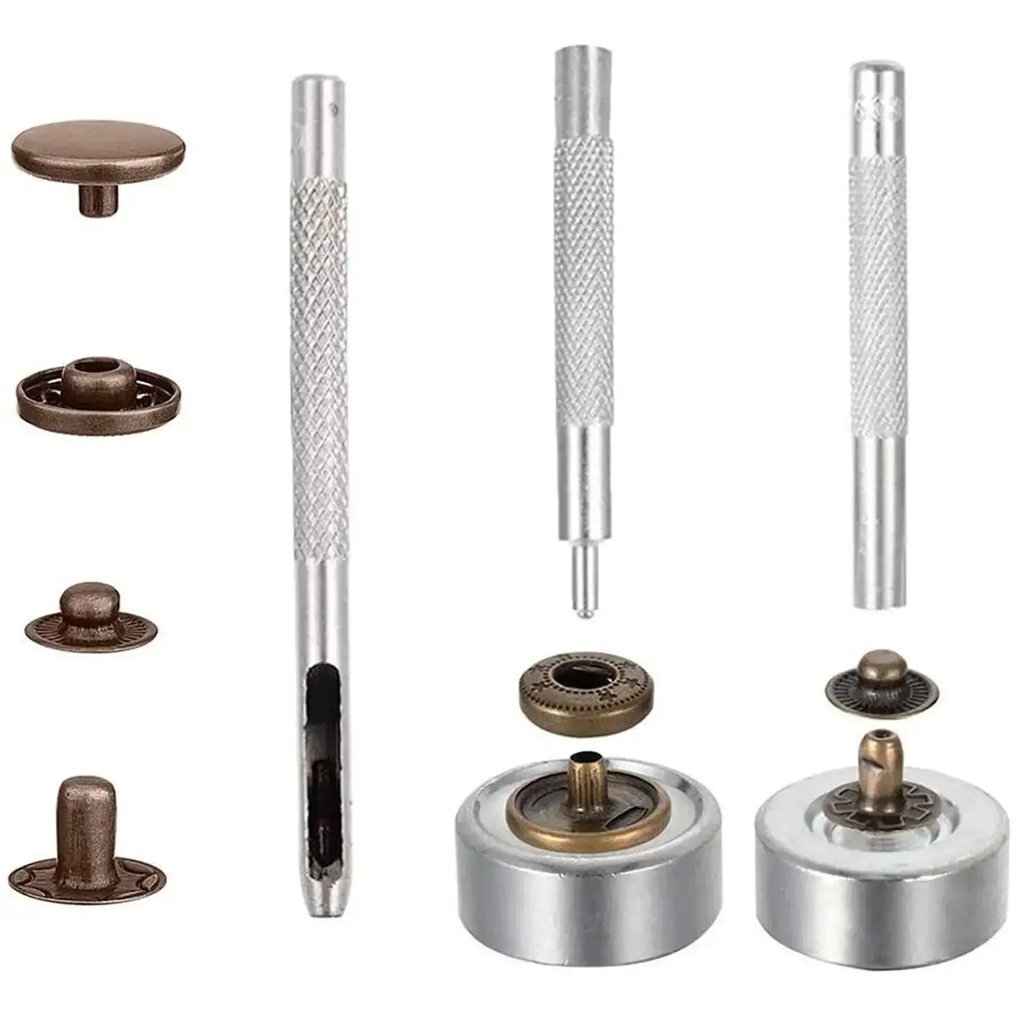 7 Pack Leather Rivet Setter Tools Kit For Leathercraft With Die Punch Snap Fasteners, Double Cap Rivets And Tubular Studs, Dope All In One Leather Repair Gear For Bags Belts Shoes And DIY Projects - Image 4