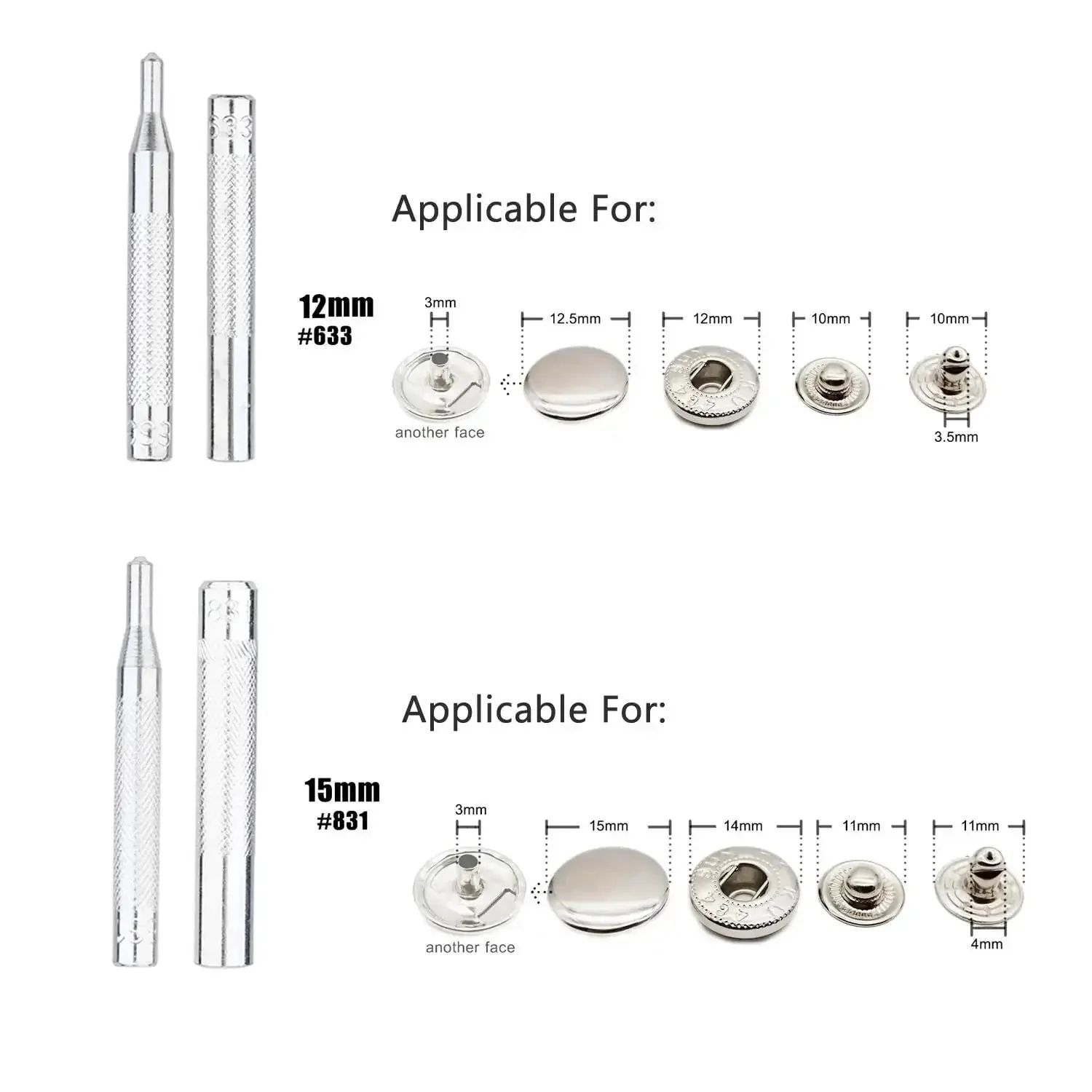 7 Pack Leather Rivet Setter Tools Kit For Leathercraft With Die Punch Snap Fasteners, Double Cap Rivets And Tubular Studs, Dope All In One Leather Repair Gear For Bags Belts Shoes And DIY Projects - Image 6