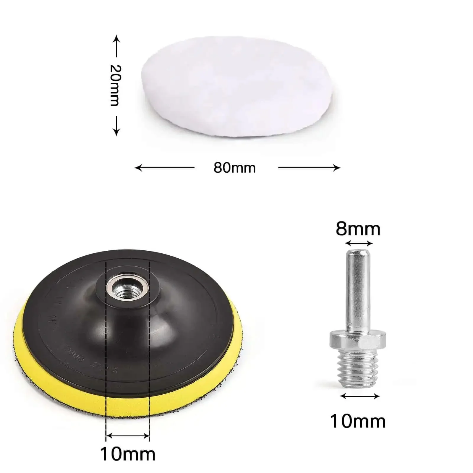 7 Pcs Pro Grade Wool Buffing Pads For Car Polisher, 3 Inch 80 mm Soft Wool Polishing Pads With M10 Drill Adapter, Includes Adhesive Backer Pad And Ready To Use Set For Scratch Removal And High Shine - Image 7