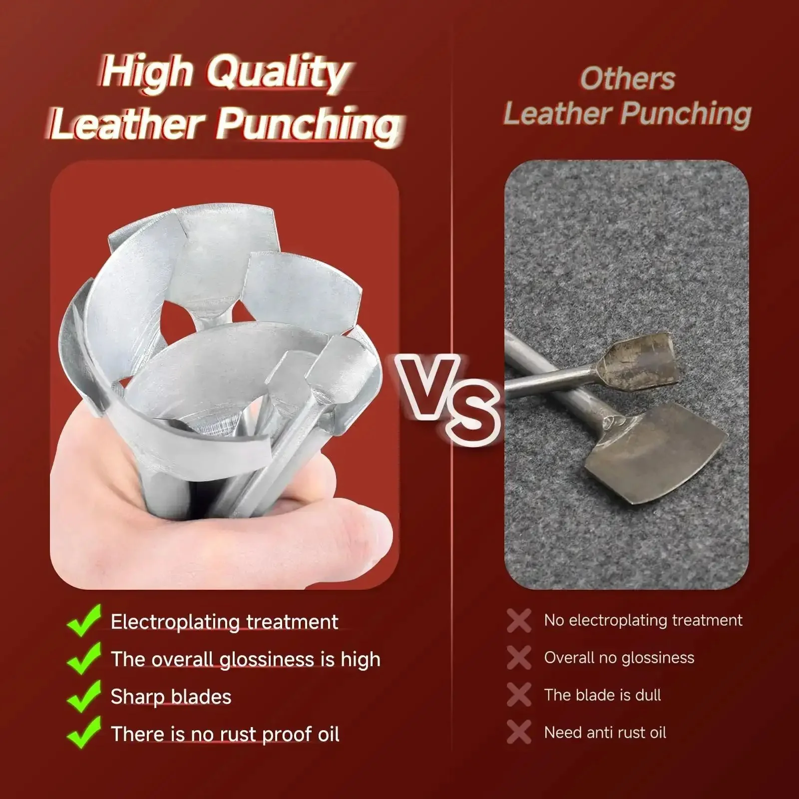 7 Piece Pro Grade Leather Craft Tools Arc Shaped Quarter Circle Punch Set With Edge Cutters For Belt Wallet And Bag Making Durable Heavy Duty Tools For Precise Curved Cuts In Sizes From 10mm To 40mm - Image 6