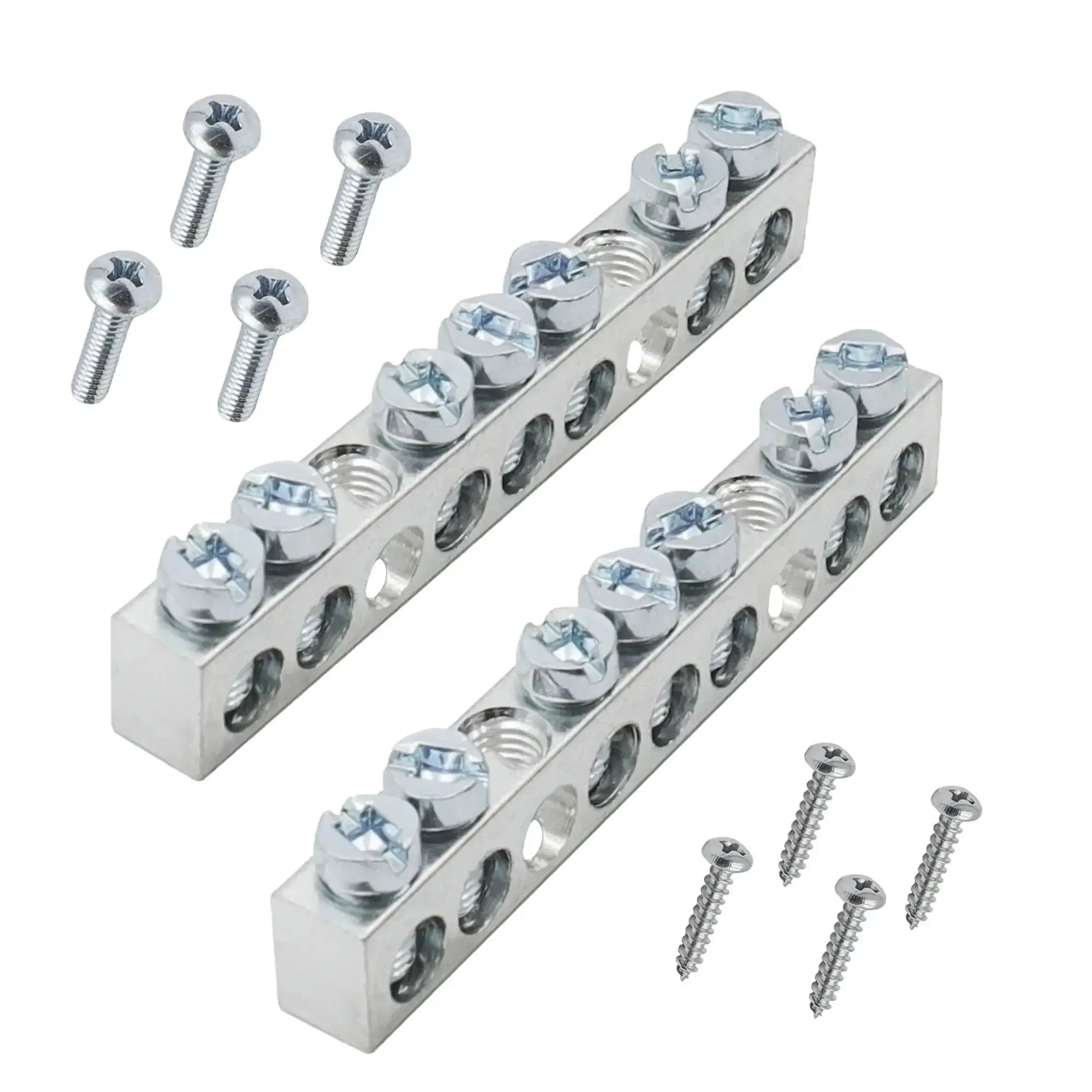 7 Terminal Grounding Bar Kit For QO Load Centers, Compatible With Schneider Electric, 2 Pack, Stainless Steel Self Tapping Screws Included, Quick Install, Heavy Duty Grounding Bar For Electrical Panels