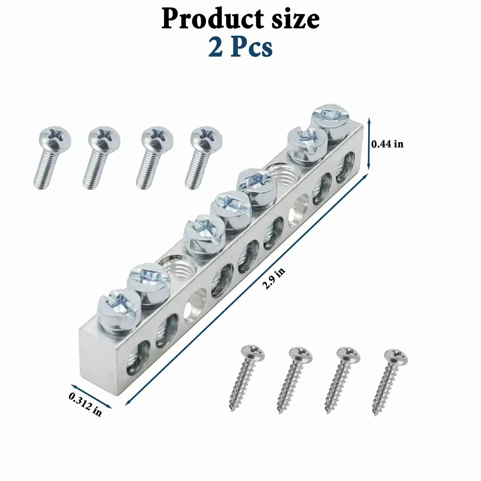 7 Terminal Grounding Bar Kit For QO Load Centers, Compatible With Schneider Electric, 2 Pack, Stainless Steel Self Tapping Screws Included, Quick Install, Heavy Duty Grounding Bar For Electrical Panels - Image 7