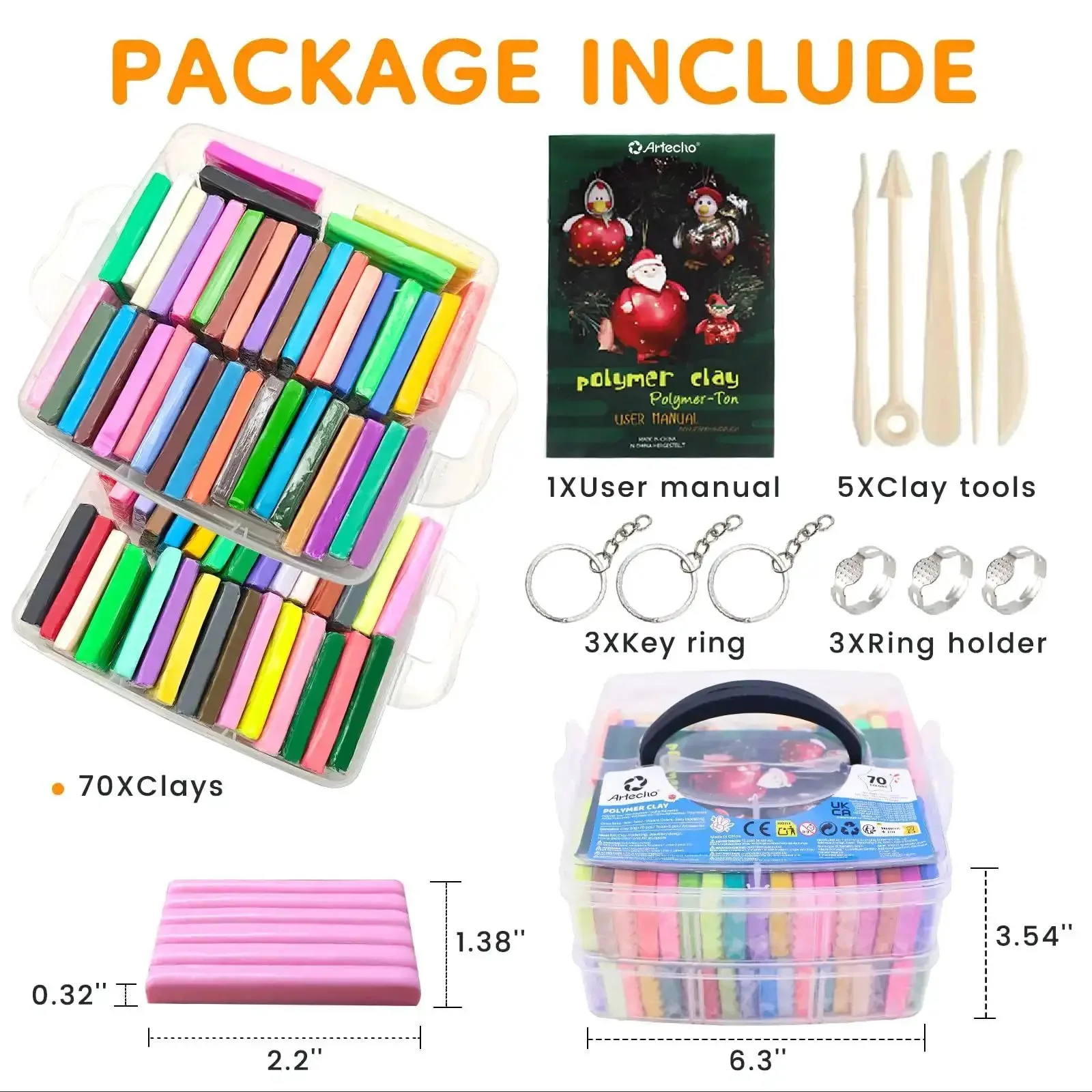 70 Color Polymer Clay Kit With Oven Bake Clay For Kids And Adults Diy Sculpting Molding Clay Set With Tools And Jewelry Accessories Arts And Crafts Gift For Boys And Girls Safe Non Toxic Craft Kit - Image 7