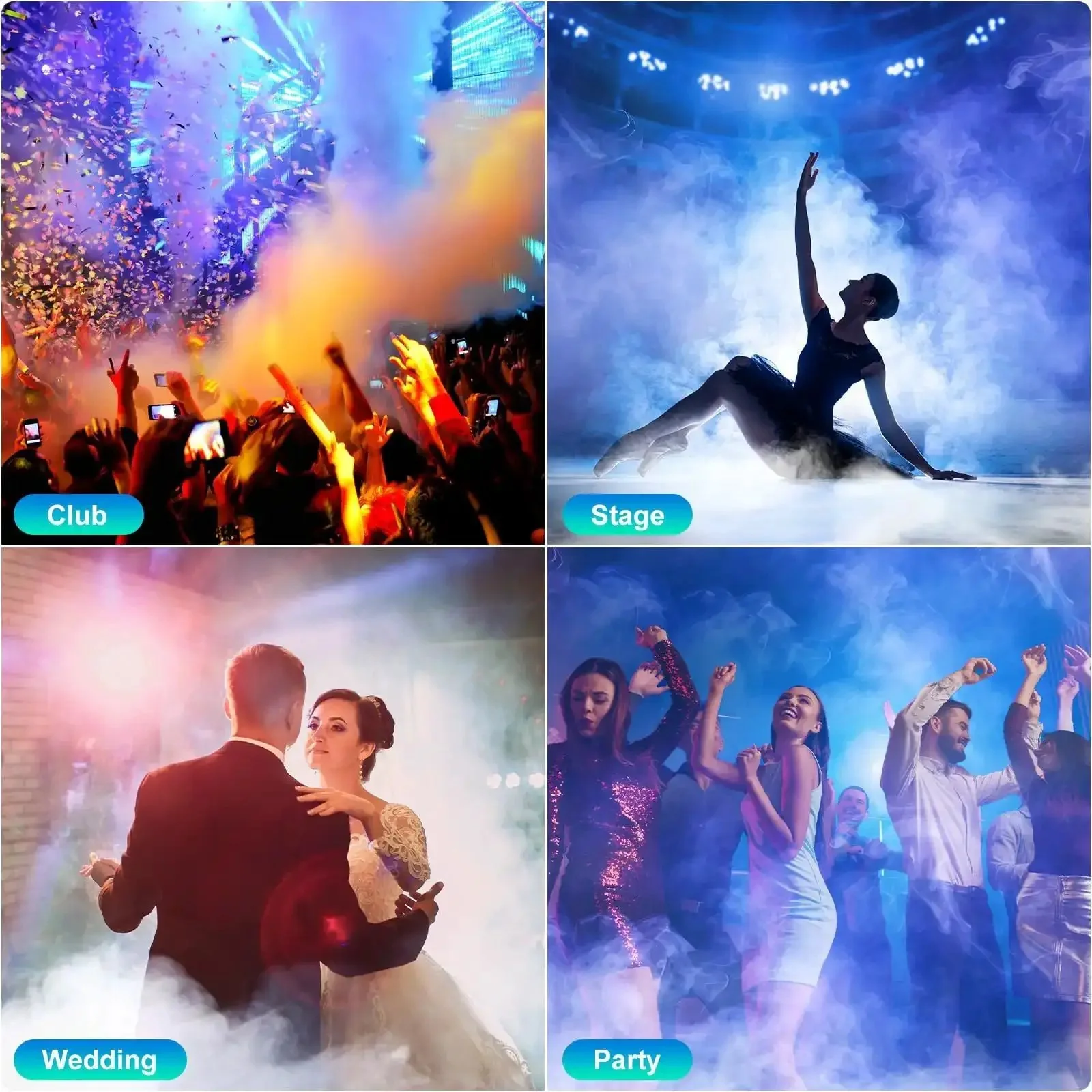 700W Fog Machine With Eight RGB LED Lights And Fourteen Colorful LED Effects For Stage Parties Halloween Christmas DJ Performances And Weddings With A Smooth Automatic Smoke Cycle For A Lit Nonstop Atmosphere - Image 2