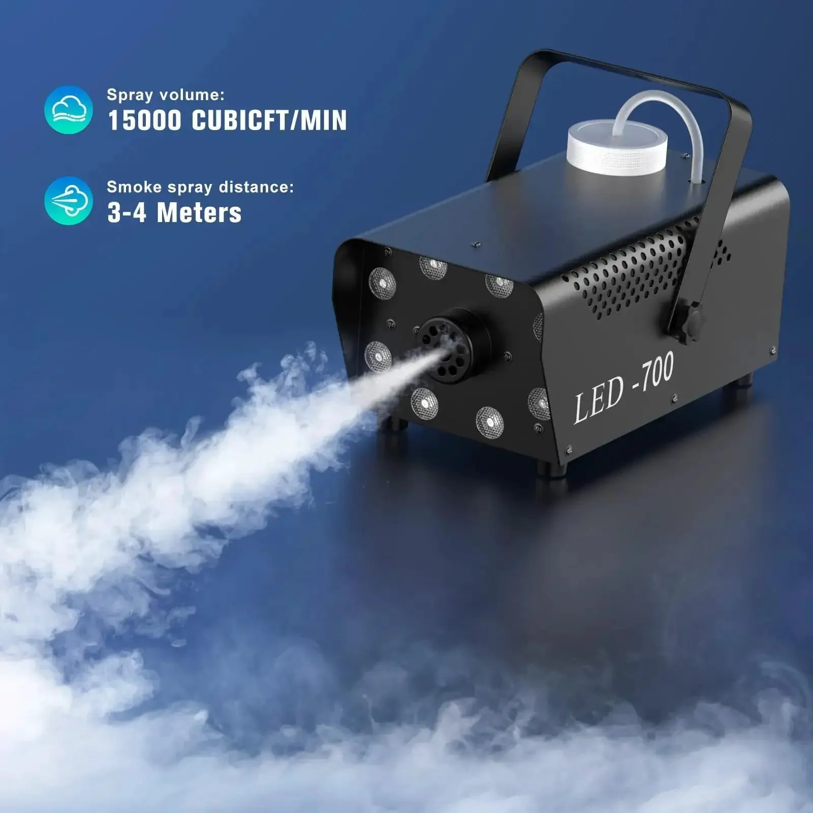 700W Fog Machine With Eight RGB LED Lights And Fourteen Colorful LED Effects For Stage Parties Halloween Christmas DJ Performances And Weddings With A Smooth Automatic Smoke Cycle For A Lit Nonstop Atmosphere - Image 6