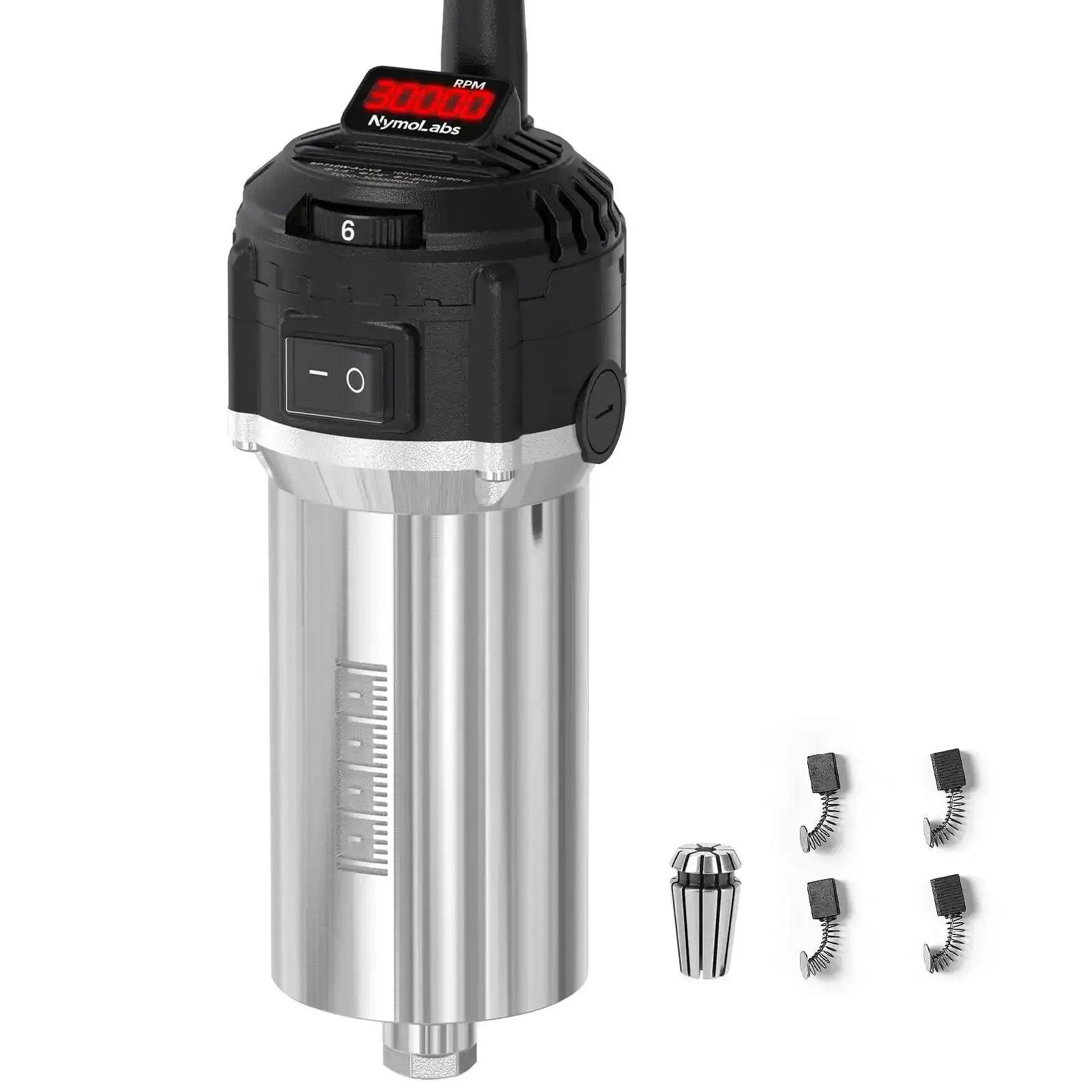 710W CNC Router Spindle Motor With Speed Display And Six Speed Settings, 7,000 To 30,000 RPM, 65mm Diameter, One Quarter Inch ER11 Collet, A Real Workhorse For CNC Routers, Milling And Engraving Machines