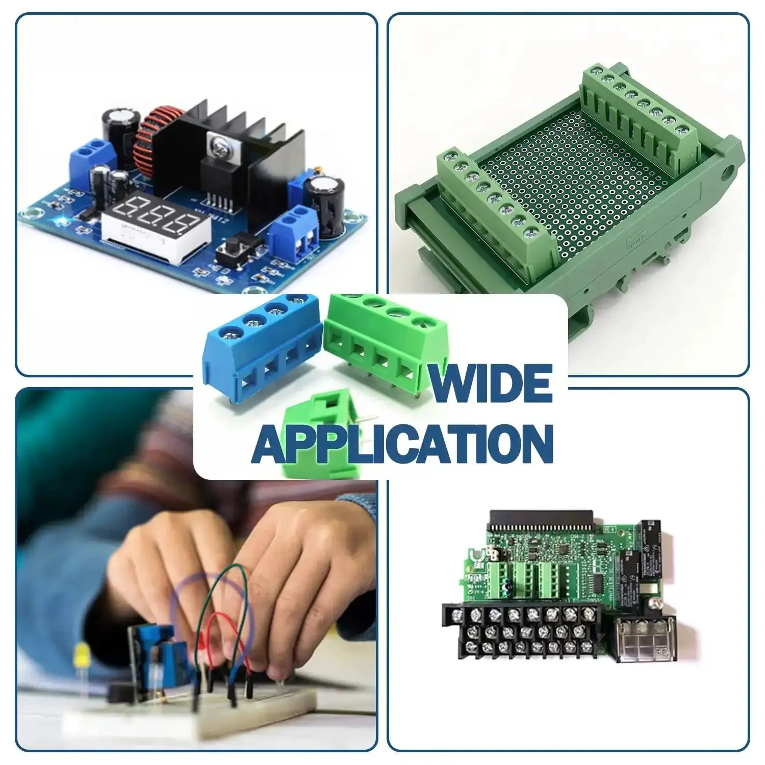 72 Piece Blue PCB Screw Terminal Block Connector Set With 5mm Pitch 2 Pin 3 Pin 4 Pin For Circuit Boards 300V 10A 26 To 14 AWG Wiring Terminals Ideal For DIY Projects And Pro Electronics Builds - Image 2