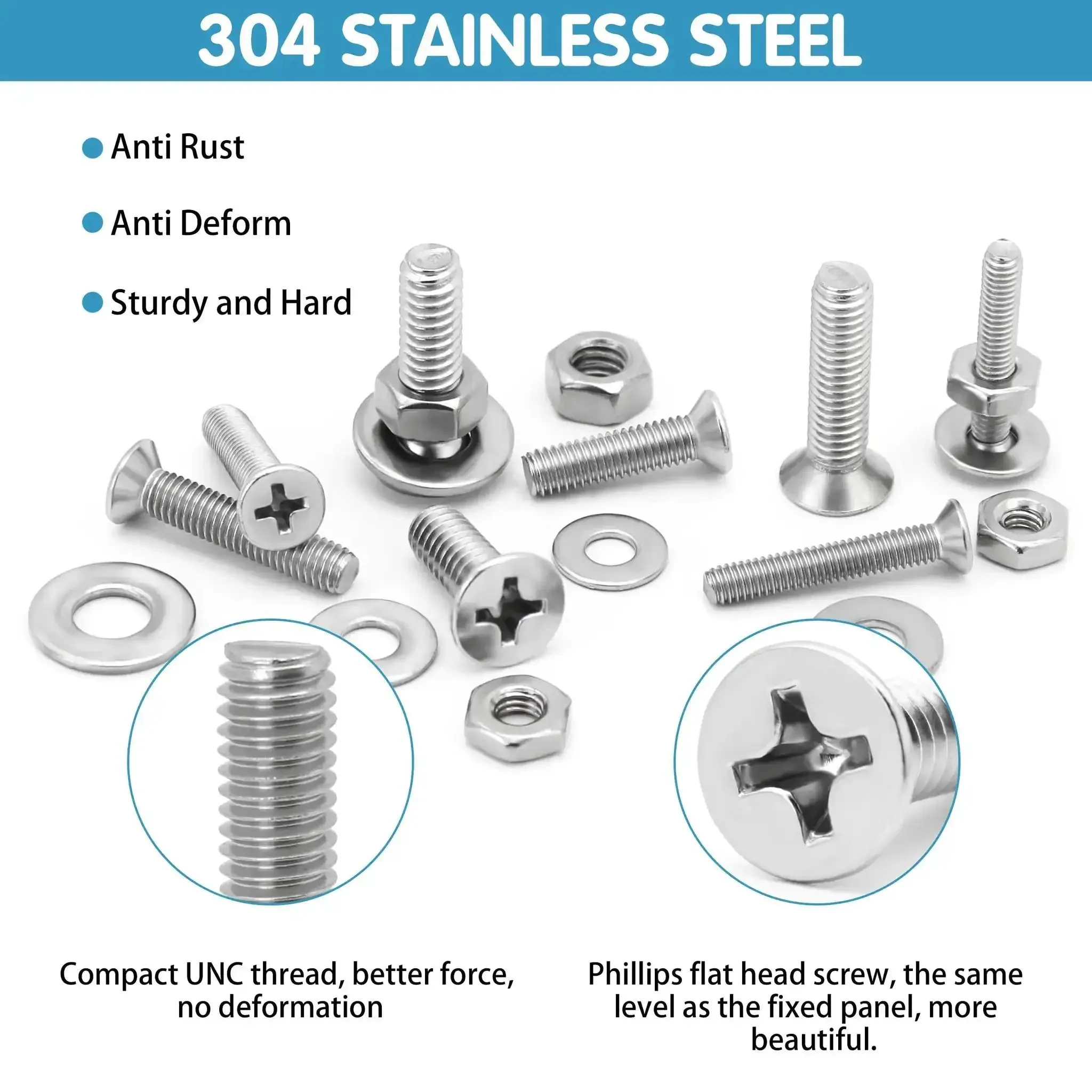 720 Piece Stainless Steel Nuts And Bolts Assortment Kit With 16 SAE Sizes, Phillips Flat Head Machine Screws, Nuts, Washers, And Labeled Case For DIY Go To Home Repairs - Image 7