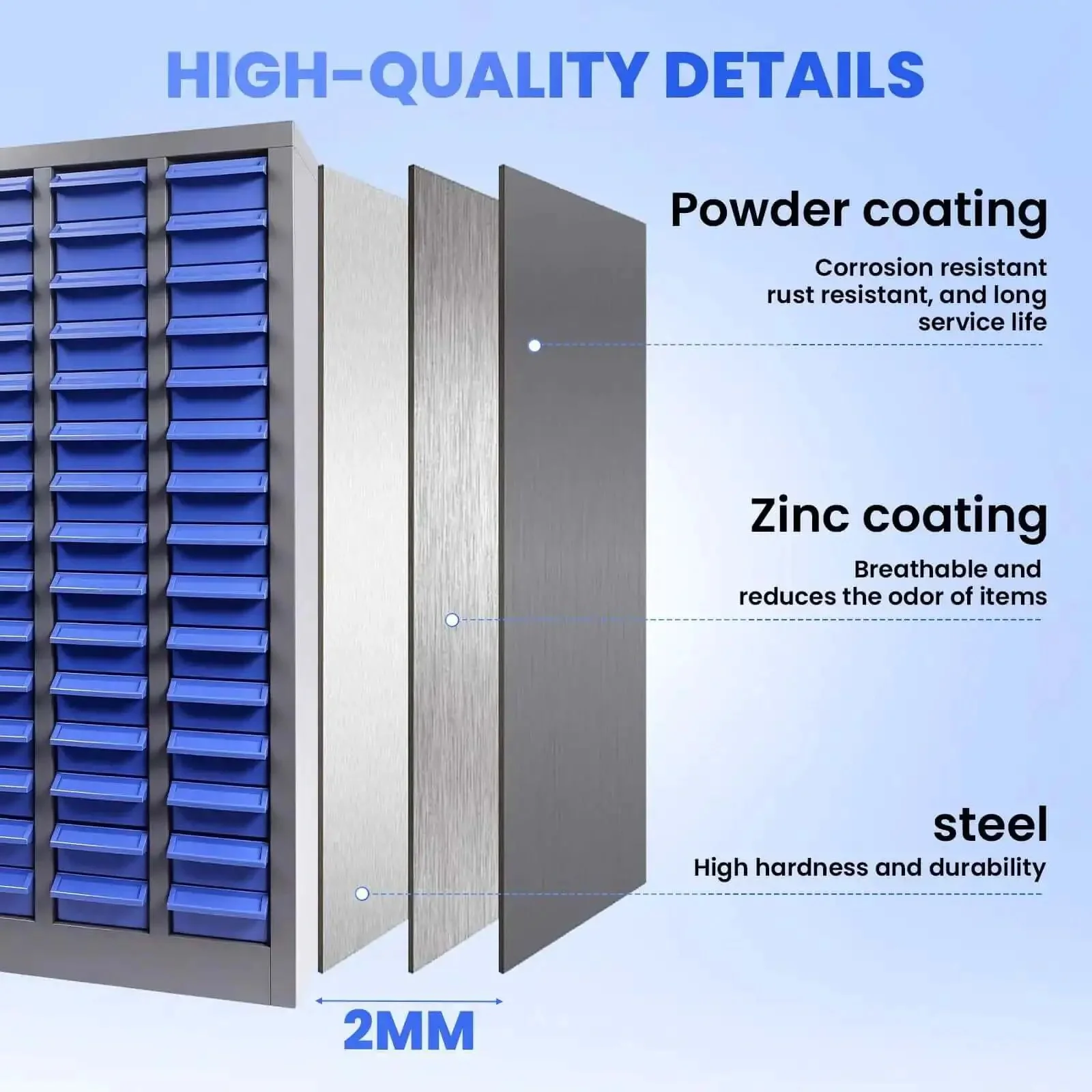 75 Drawer Nut And Bolt Bins Organizer With Alloy Steel Construction Double Groove Anti Fall System Labels And Dividers Heavy Duty Hardware Storage Cabinet For Workshops Garages Studios And Makerspaces - Image 3