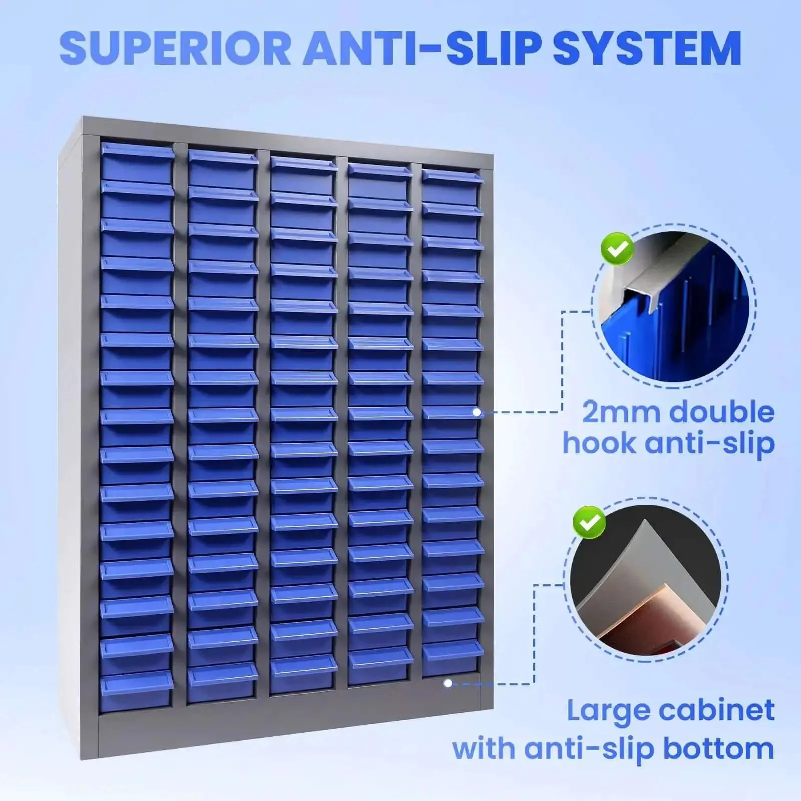 75 Drawer Nut And Bolt Bins Organizer With Alloy Steel Construction Double Groove Anti Fall System Labels And Dividers Heavy Duty Hardware Storage Cabinet For Workshops Garages Studios And Makerspaces - Image 6