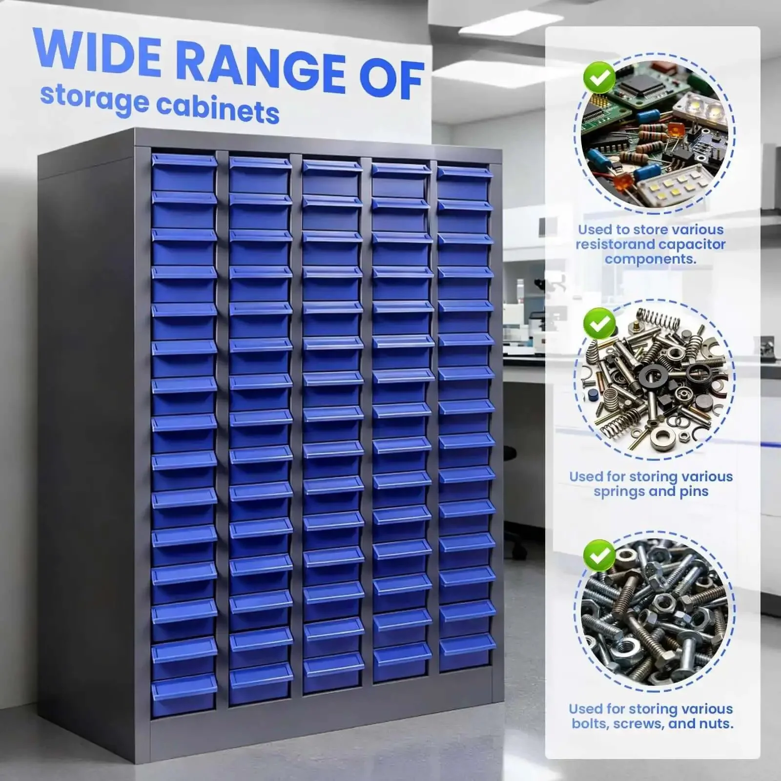 75 Drawer Nut And Bolt Bins Organizer With Alloy Steel Construction Double Groove Anti Fall System Labels And Dividers Heavy Duty Hardware Storage Cabinet For Workshops Garages Studios And Makerspaces - Image 7