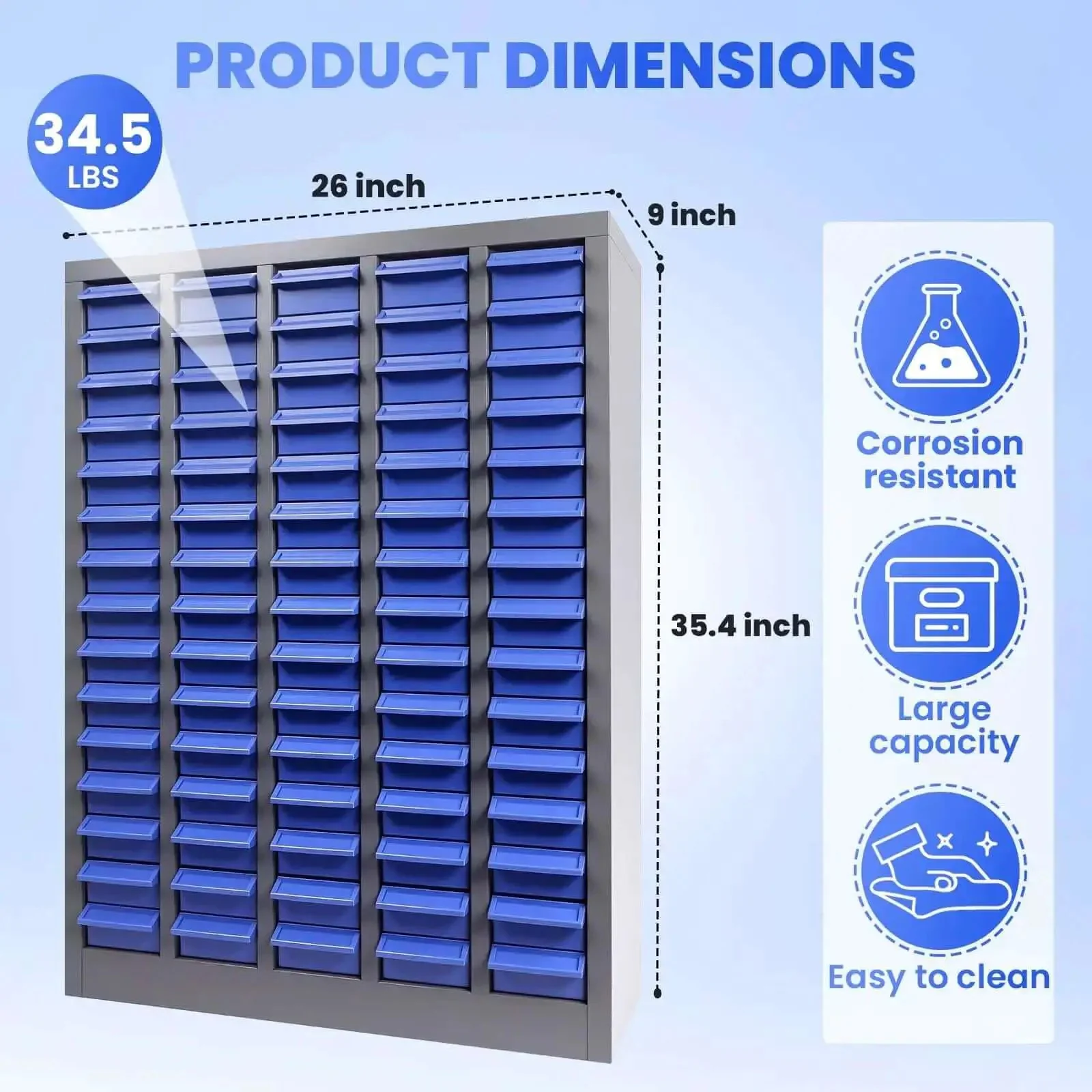 75 Drawer Nut And Bolt Bins Organizer With Alloy Steel Construction Double Groove Anti Fall System Labels And Dividers Heavy Duty Hardware Storage Cabinet For Workshops Garages Studios And Makerspaces - Image 8
