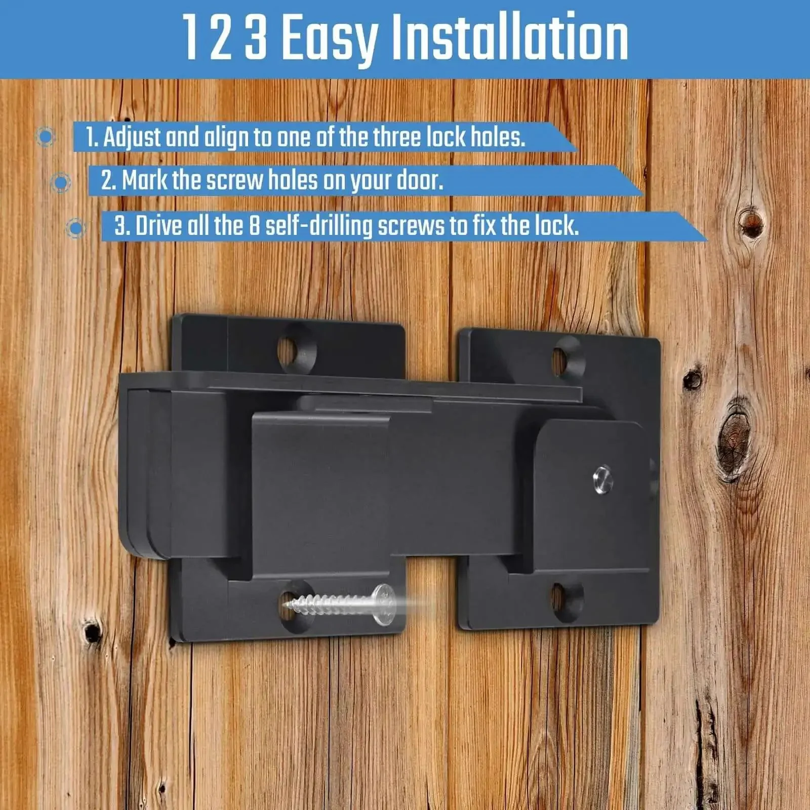 7.5 Inch Flip Gate Latch Lock With Padlock Holes, Heavy Duty Aluminum Alloy Door Latch For Outdoor Fences, Swing Or Sliding Gates, Double Gates, Barn Doors, Shed And Vinyl Fence, Yard - Image 3