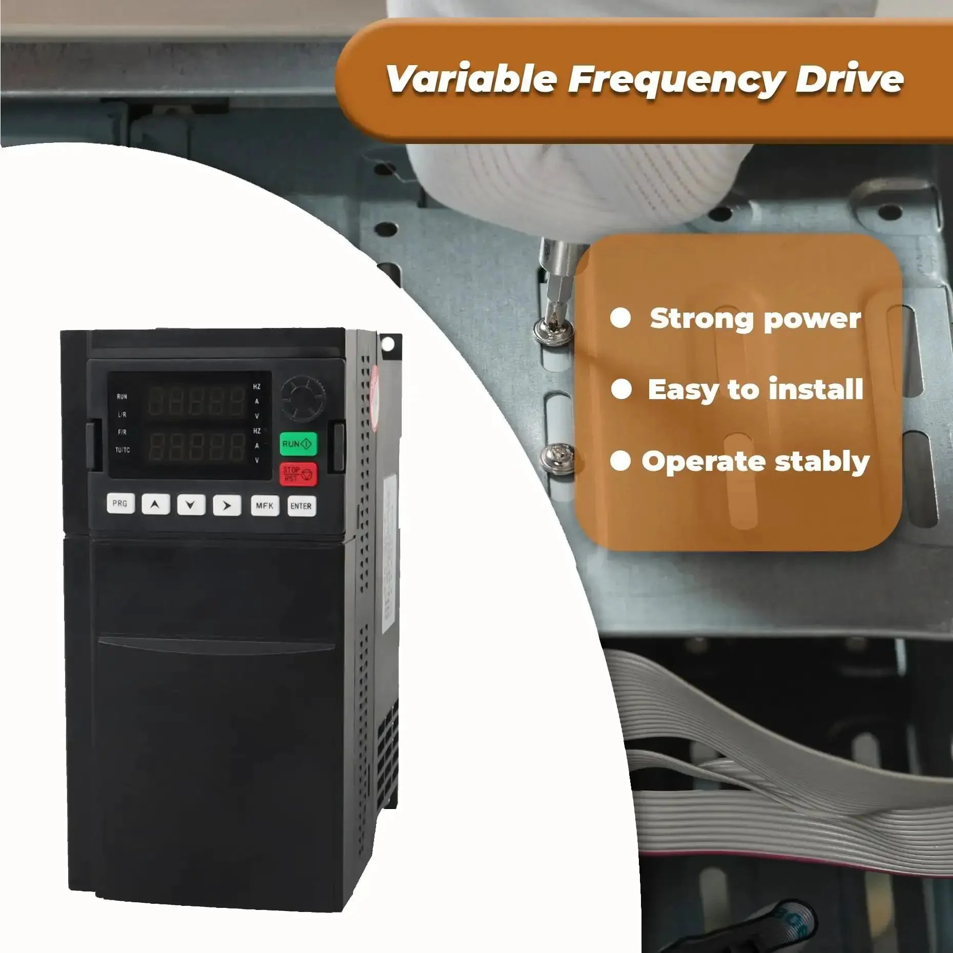 7.5KW 10HP Variable Frequency Drive VFD 220V To 208-240V 3-Phase Converter Motor Speed Controller With Efficient Cooling System, Hard Plastic Shell, Easy-To-Use Interface And Clear Instructions - Image 6