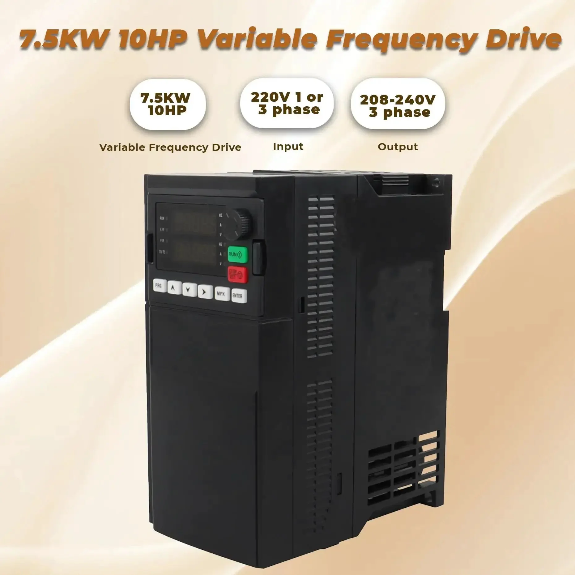 7.5KW 10HP Variable Frequency Drive VFD 220V To 208-240V 3-Phase Converter Motor Speed Controller With Efficient Cooling System, Hard Plastic Shell, Easy-To-Use Interface And Clear Instructions - Image 7