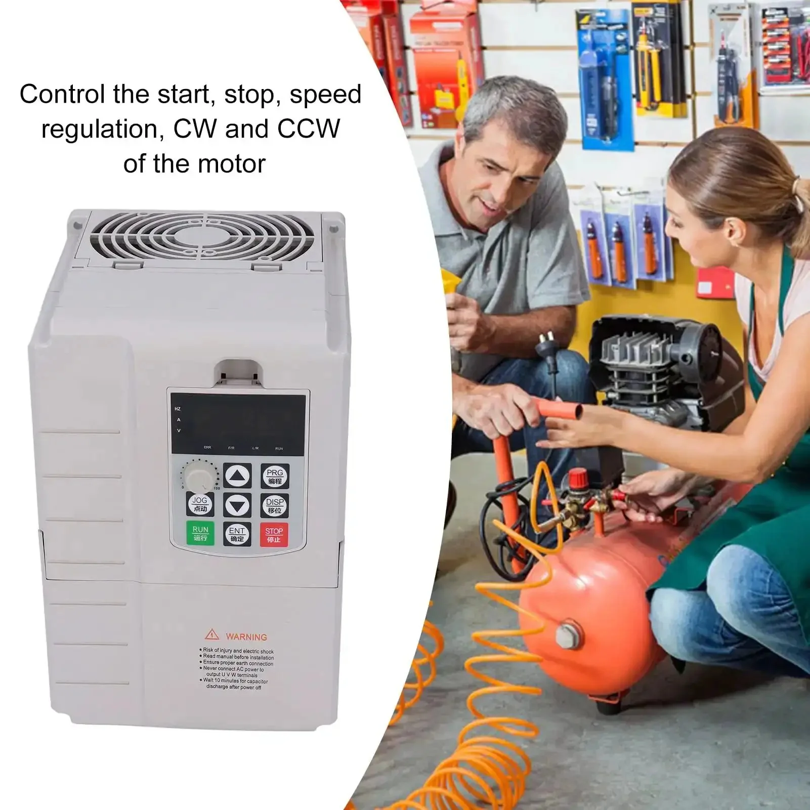 7.5KW VFD Variable Frequency Drive Inverter for 220V to 380V Motors, Single Phase 220V Input, Three Phase 380V Output, Speed Control Governor, Plug-And-Play Start Stop CW CCW, Smooth Acceleration, Ideal for Fans and Air Compressors - Image 7