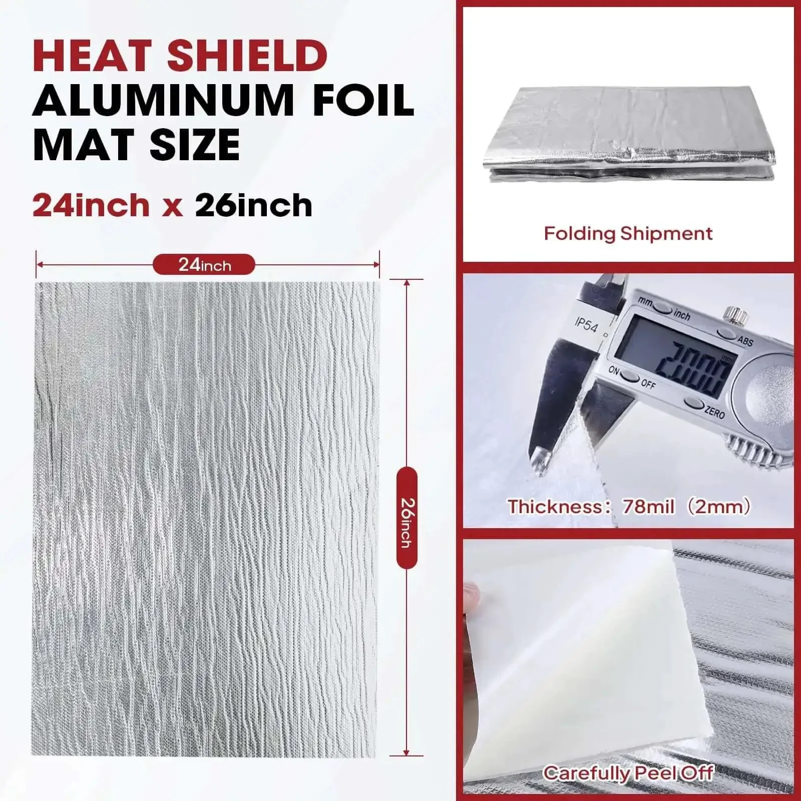 78 Mil Thick Heat Shield Aluminum Foil Mat With Ceramic Fiber Barrier For Extreme Heat Up To 2300F Self Adhesive Insulation Sheet Ideal For Automotive And DIY Applications 26 By 24 Inches - Image 9