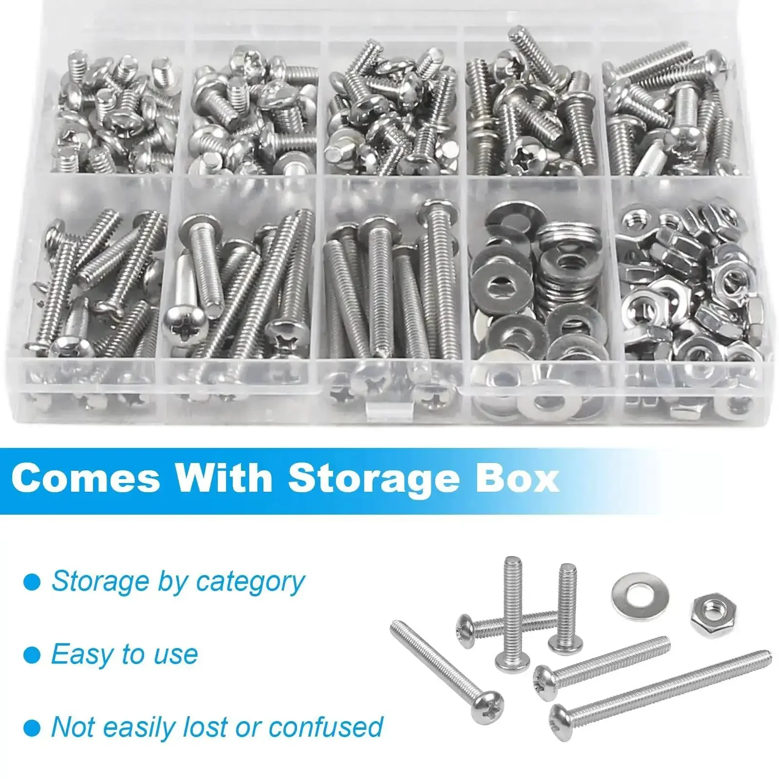 8-32 Phillips Pan Head Machine Screws Nuts Washers Set In 304 Stainless Steel Coarse Full Thread 200-Piece Assortment From 1/4 To 1-1/4 Inch For Quick DIY Fixes Durable Versatile For Home Repairs Metalworking And Hobby Projects - Image 4
