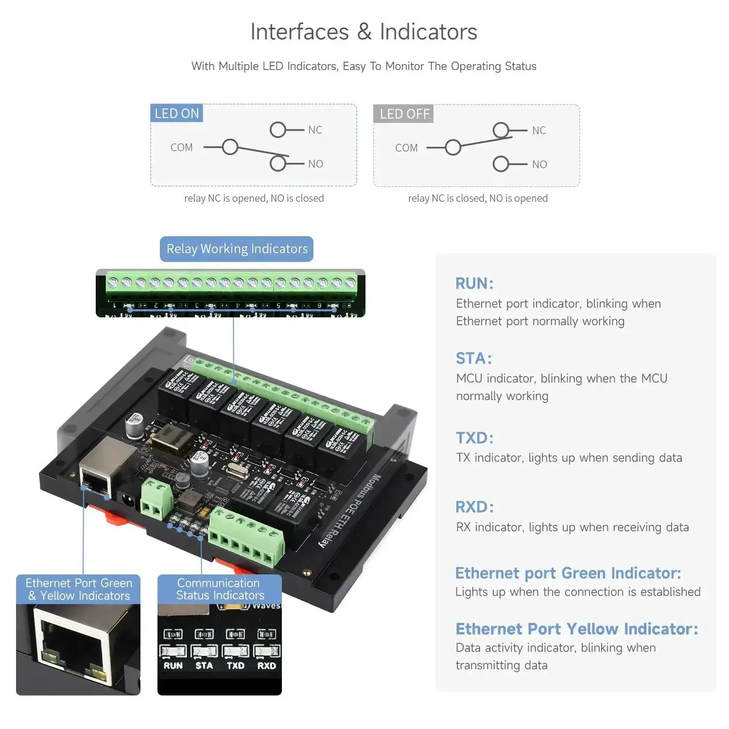 8 Channel Ethernet Relay Module With Modbus RTU TCP PoE Power And Industrial Rail Mount Case Isolation Circuits MQTT Control Alibaba Cloud Ready Flash On Off Timing Function DC 7-36V Wide Input - Image 4