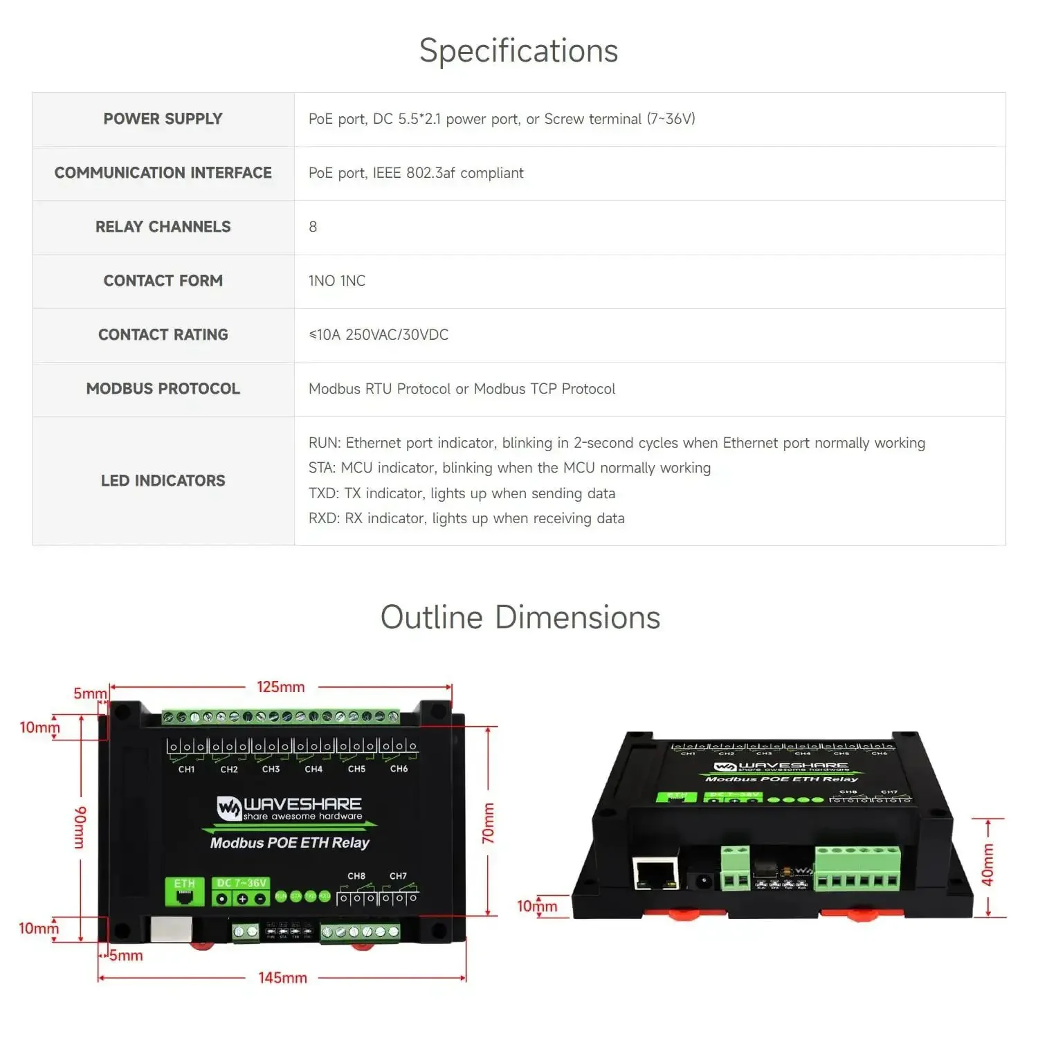 8 Channel Ethernet Relay Module With Modbus RTU TCP PoE Power And Industrial Rail Mount Case Isolation Circuits MQTT Control Alibaba Cloud Ready Flash On Off Timing Function DC 7-36V Wide Input - Image 6